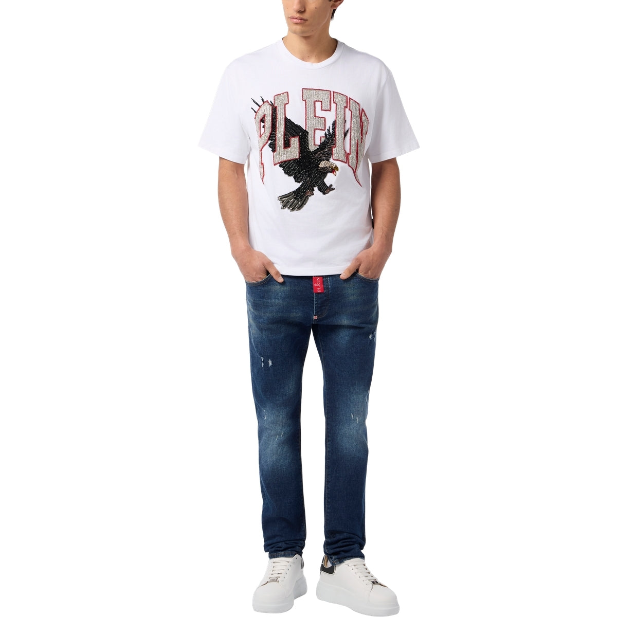 Washed Round Neck T-Shirt Plein Eagle