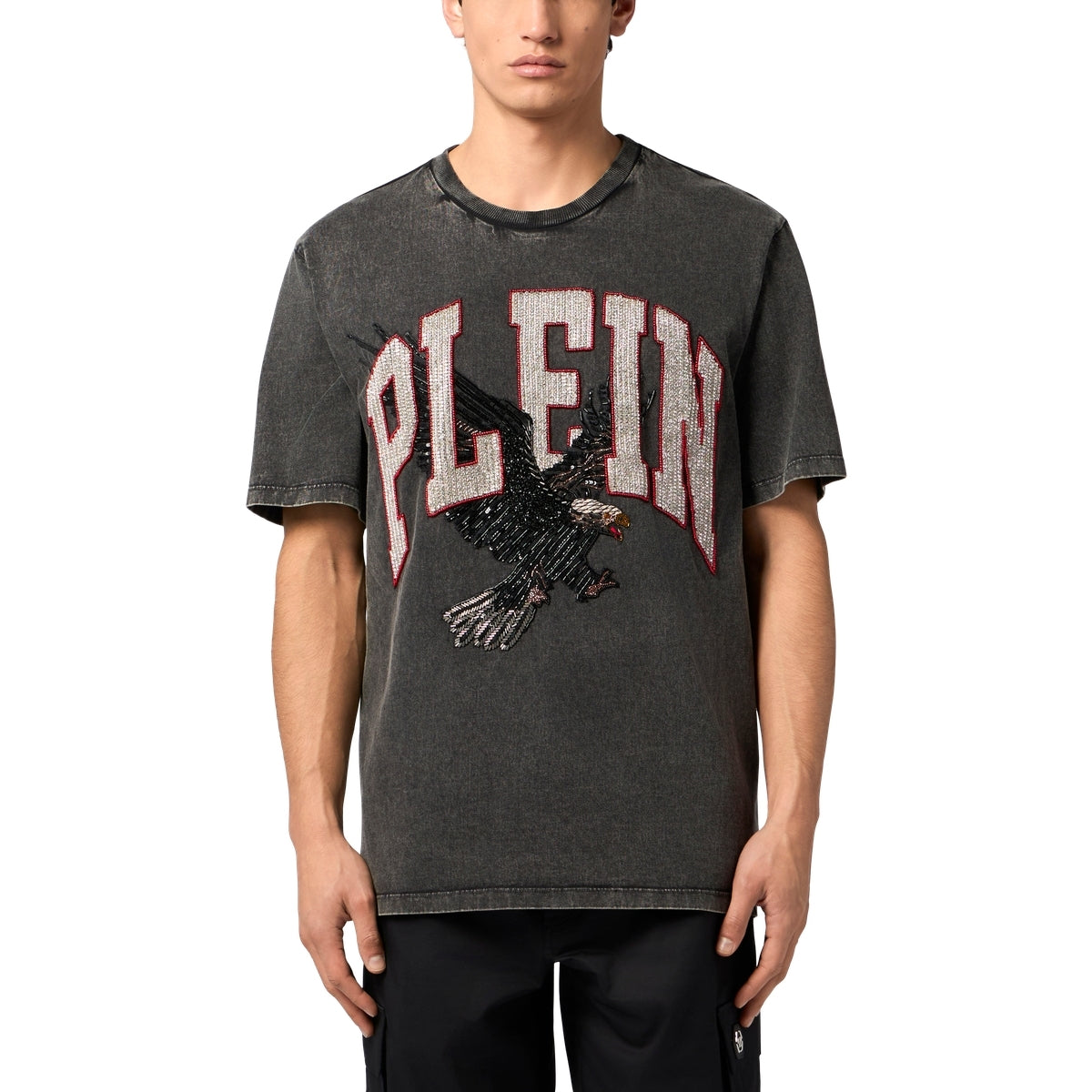 Washed Round Neck T-Shirt Plein Eagle
