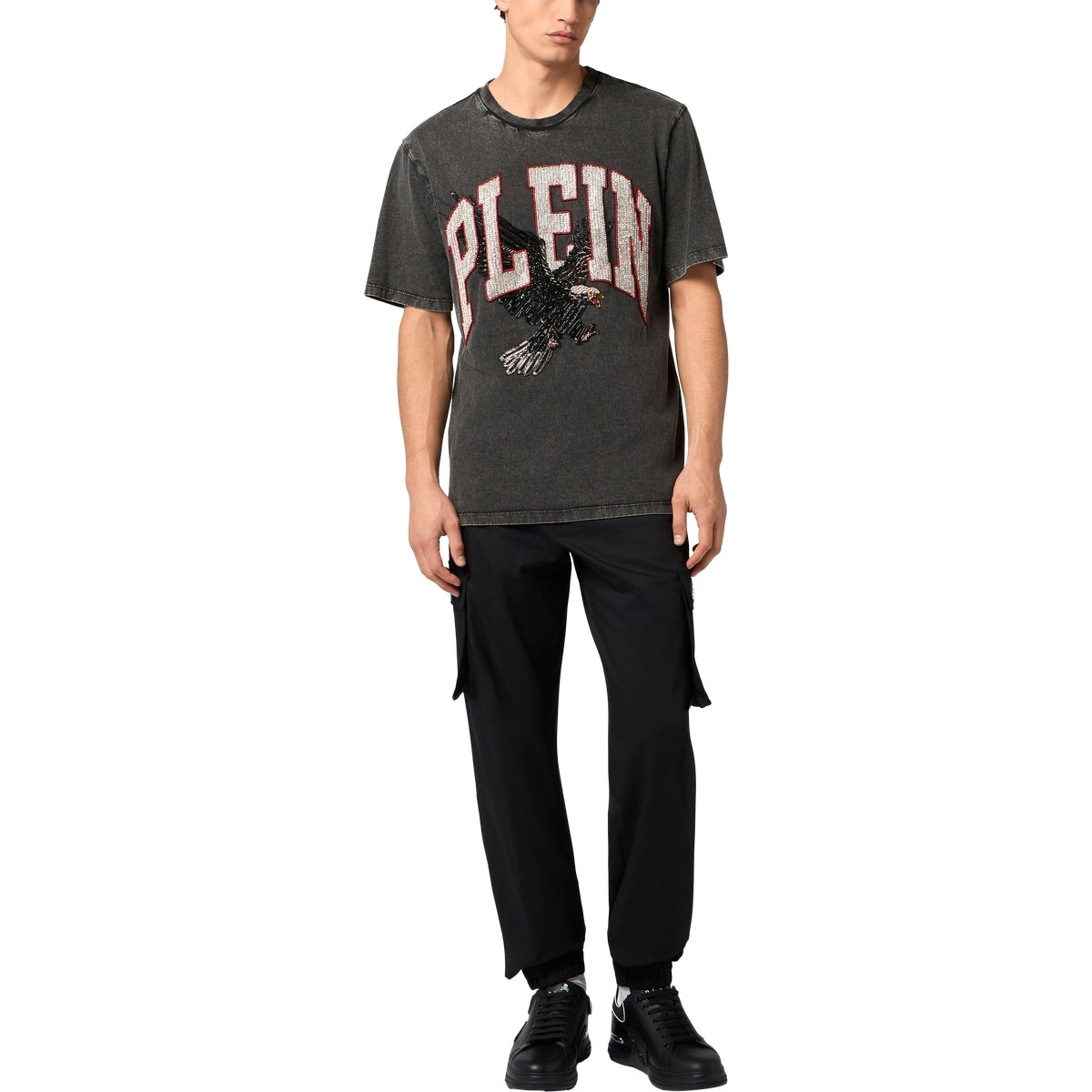 Washed Round Neck T-Shirt Plein Eagle