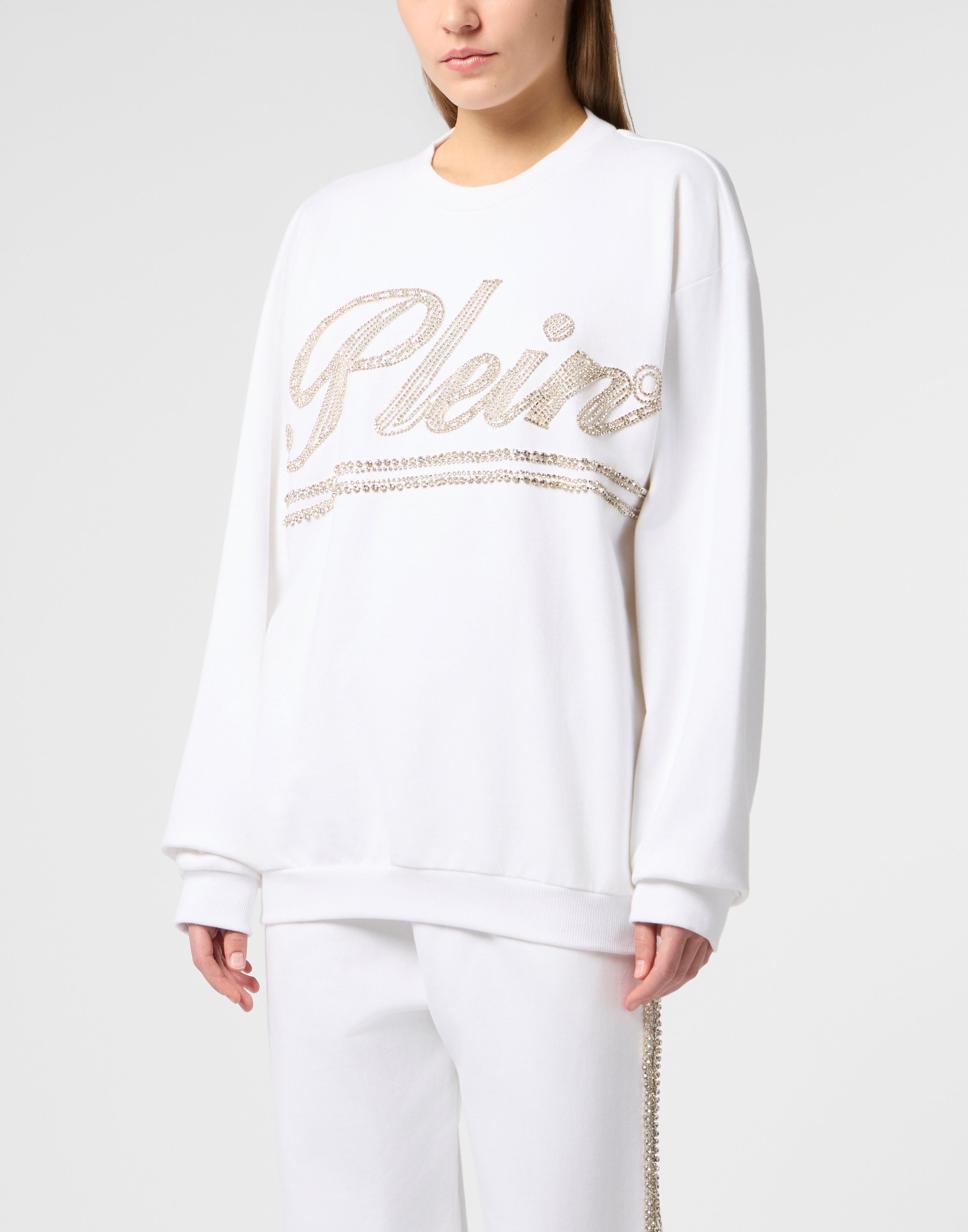 Washed Open Back Sweatshirt Strass Signature