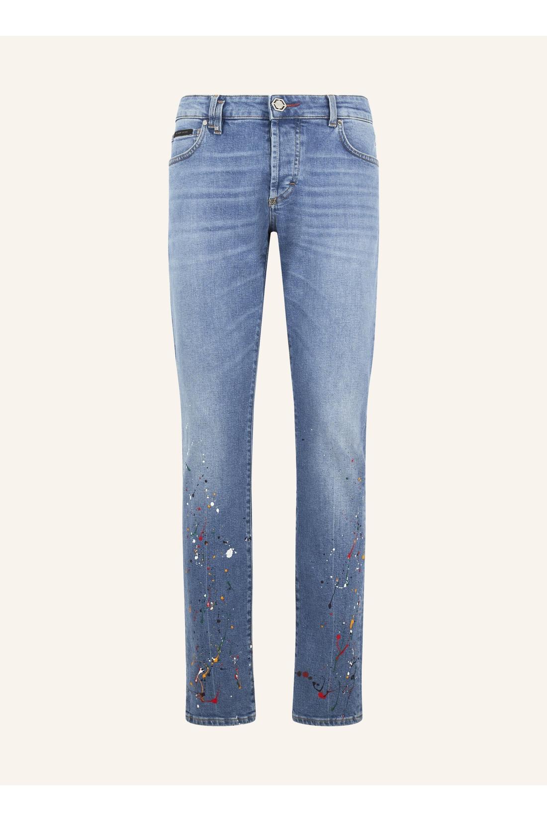 Philipp Plein Super Straight Cut Jeans Paint, Jeans