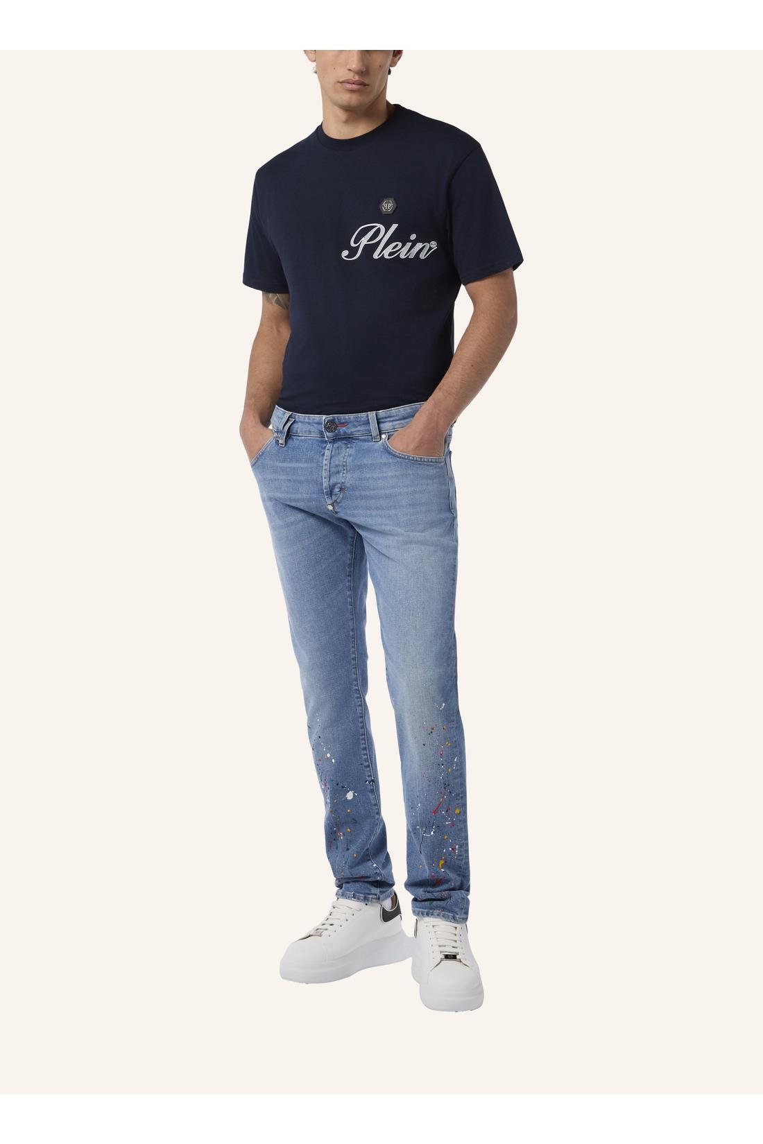 Philipp Plein Super Straight Cut Jeans Paint, Jeans