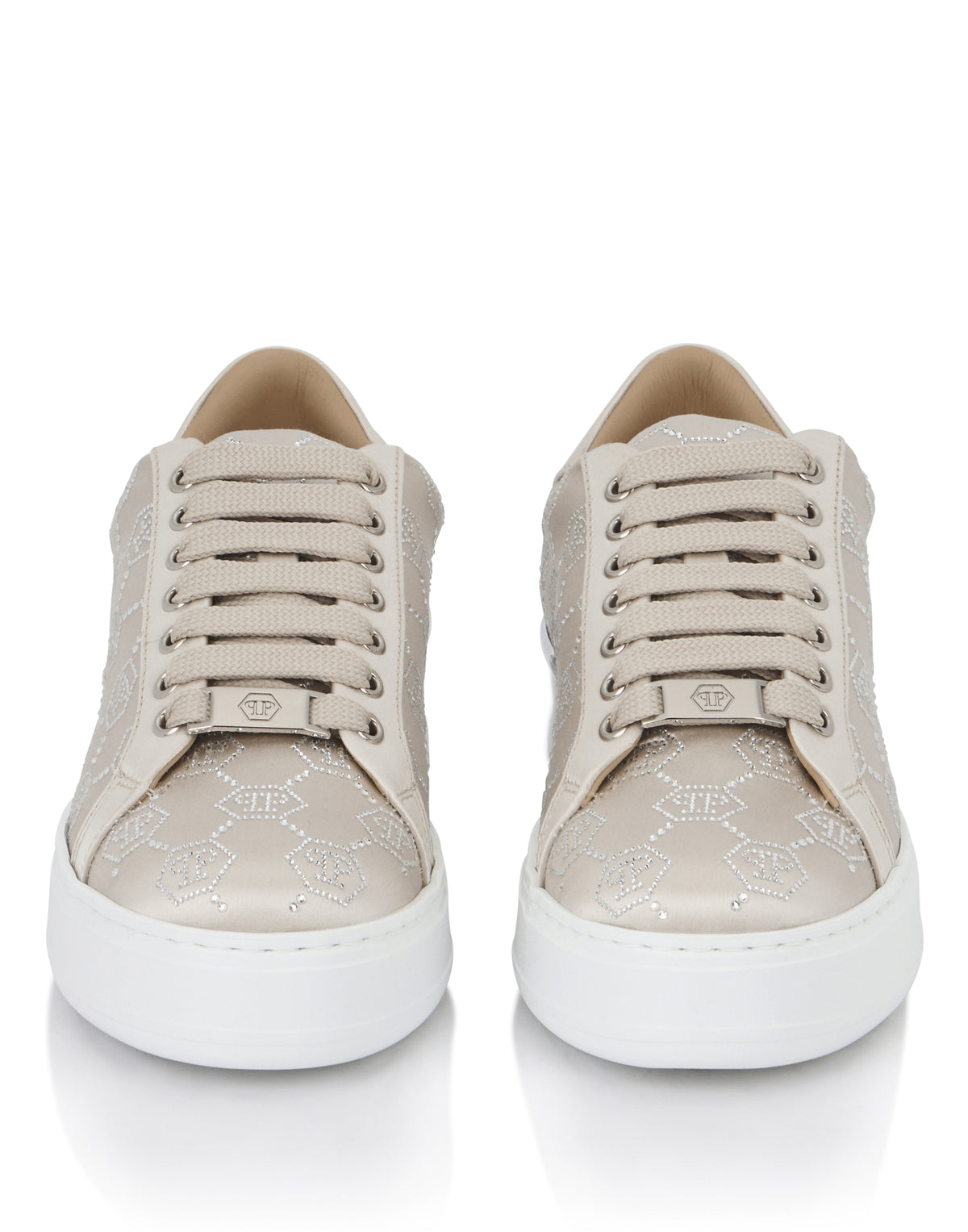 Satin Lo Top Sneakers Monogram Strass