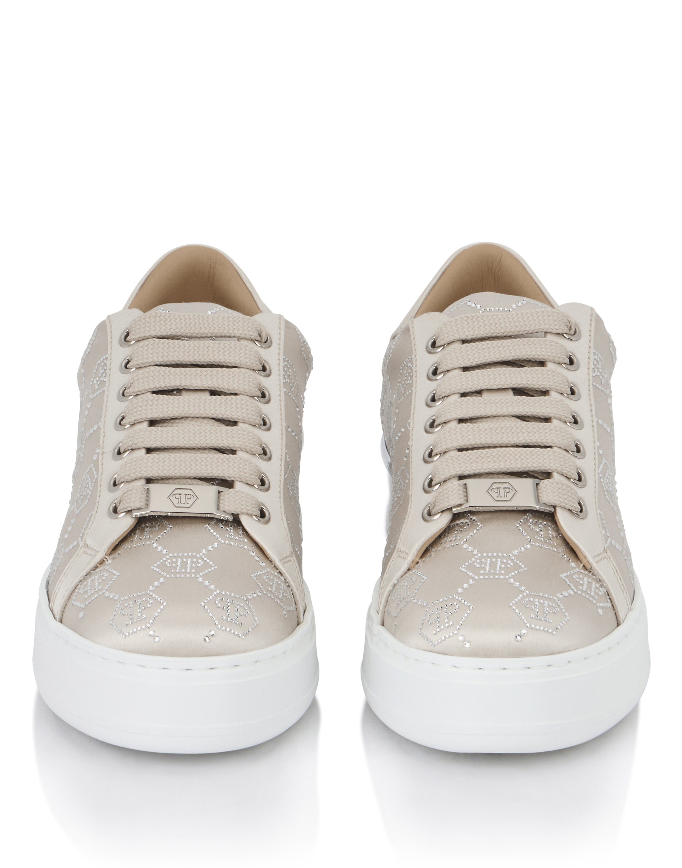 Satin Lo Top Sneakers Monogram Strass