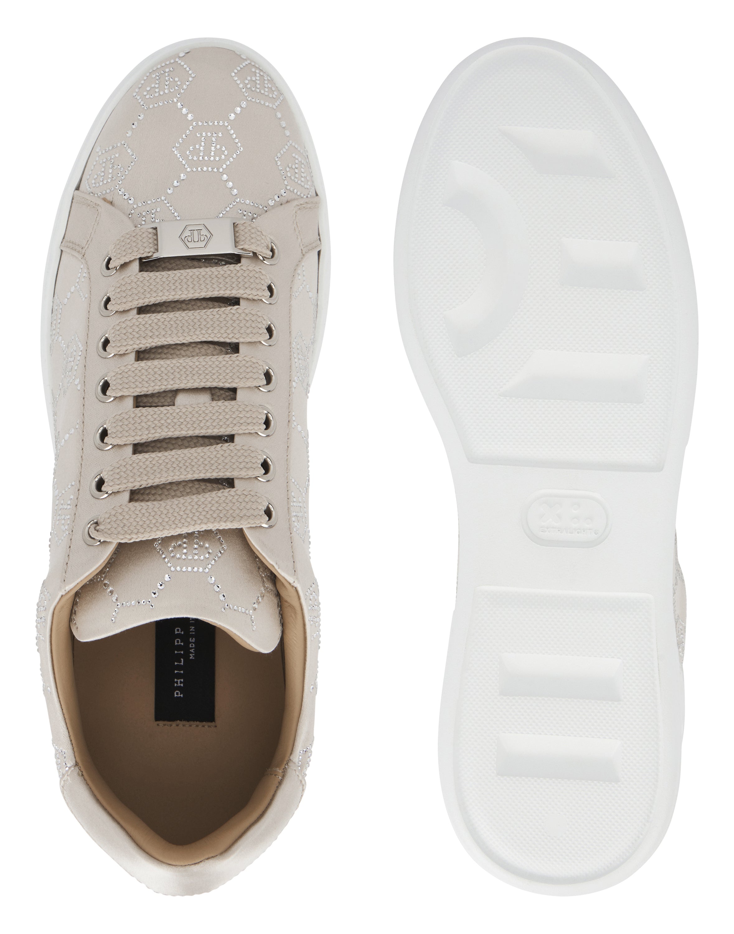 Satin Lo Top Sneakers Monogram Strass