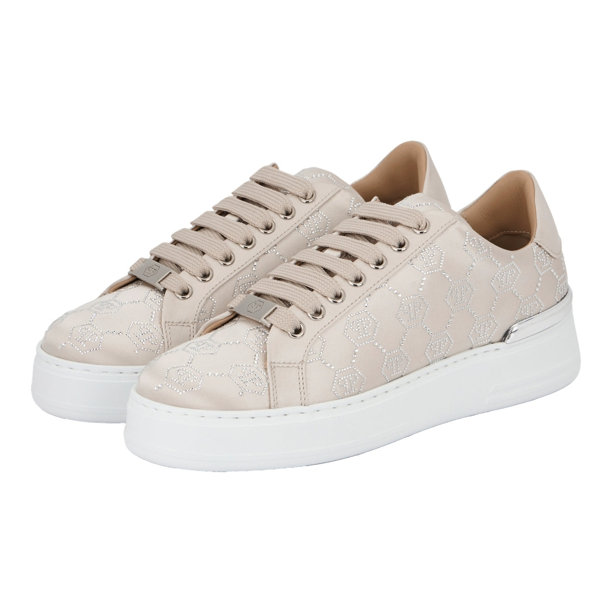 Satin Lo Top Sneakers Monogram Strass