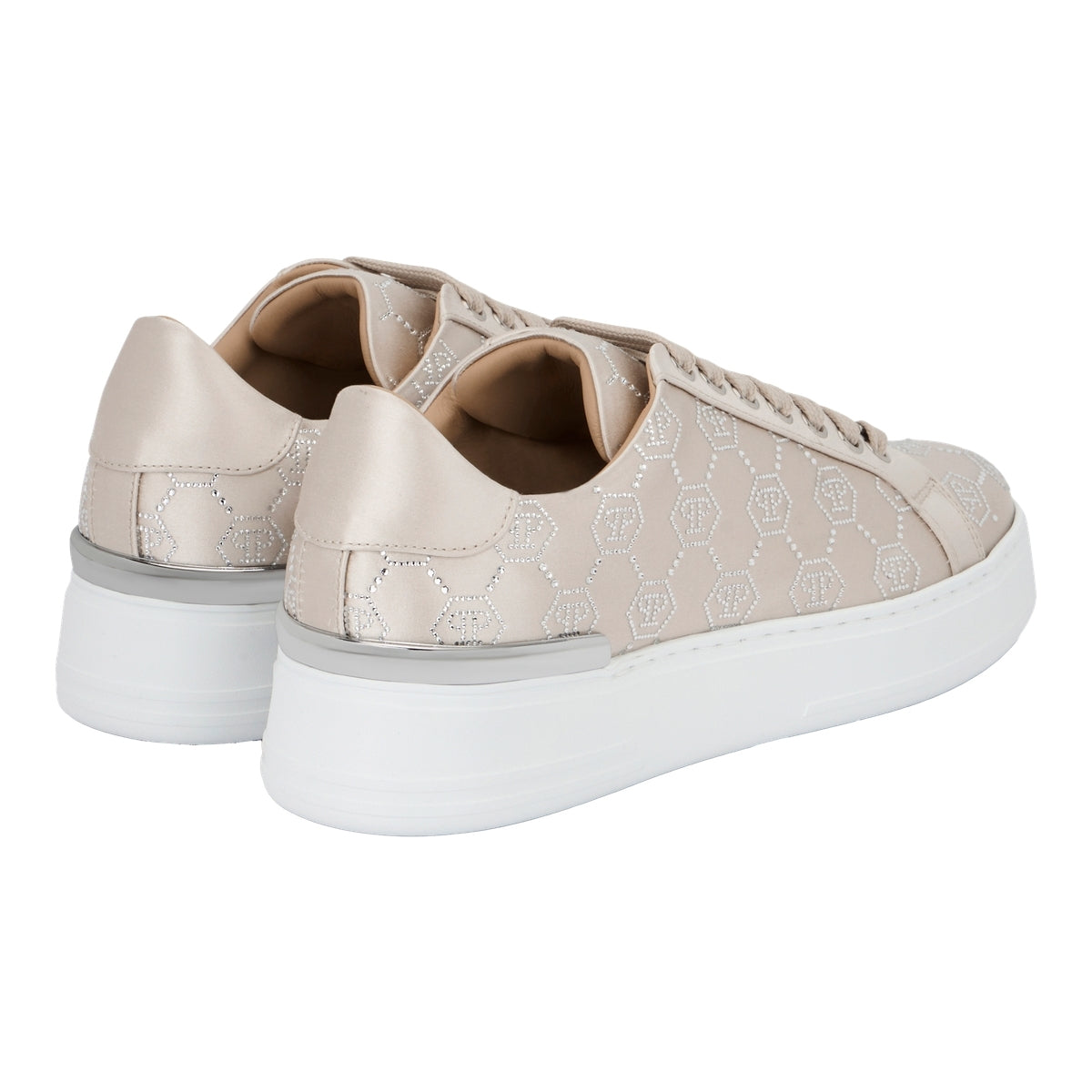 Satin Lo Top Sneakers Monogram Strass