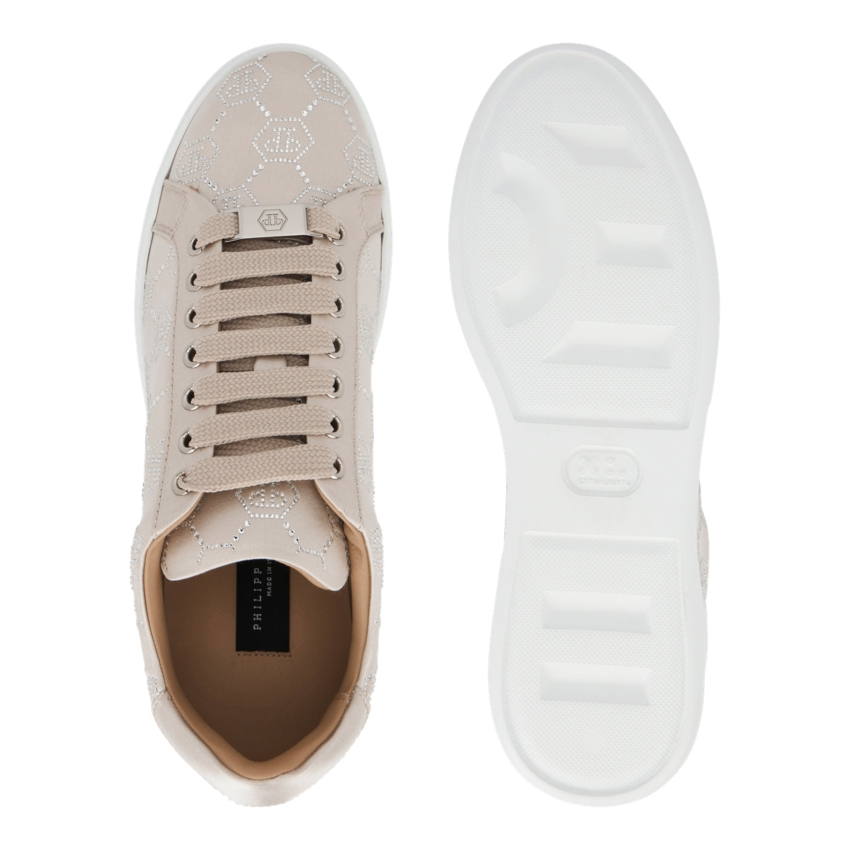 Satin Lo Top Sneakers Monogram Strass