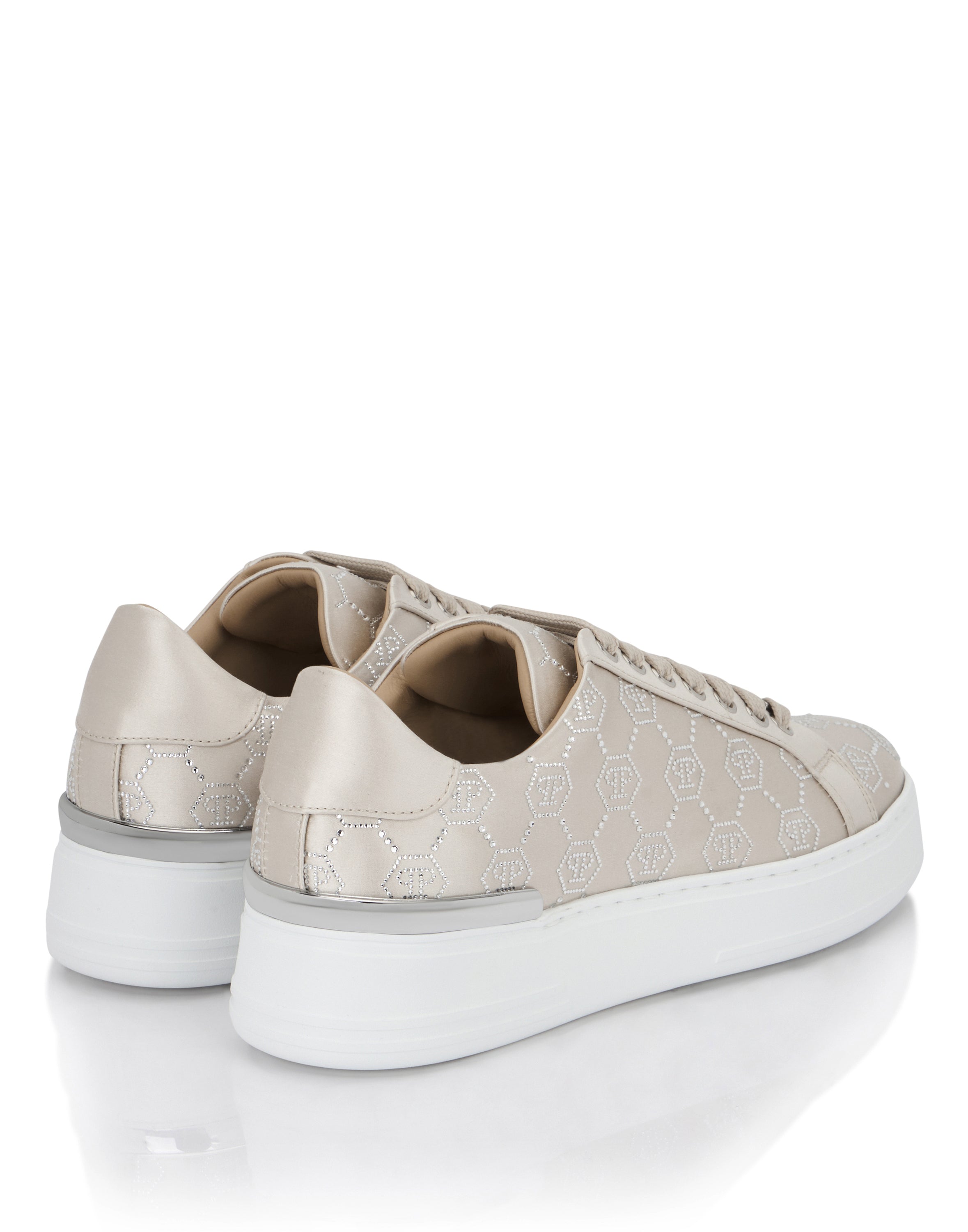 Satin Lo Top Sneakers Monogram Strass