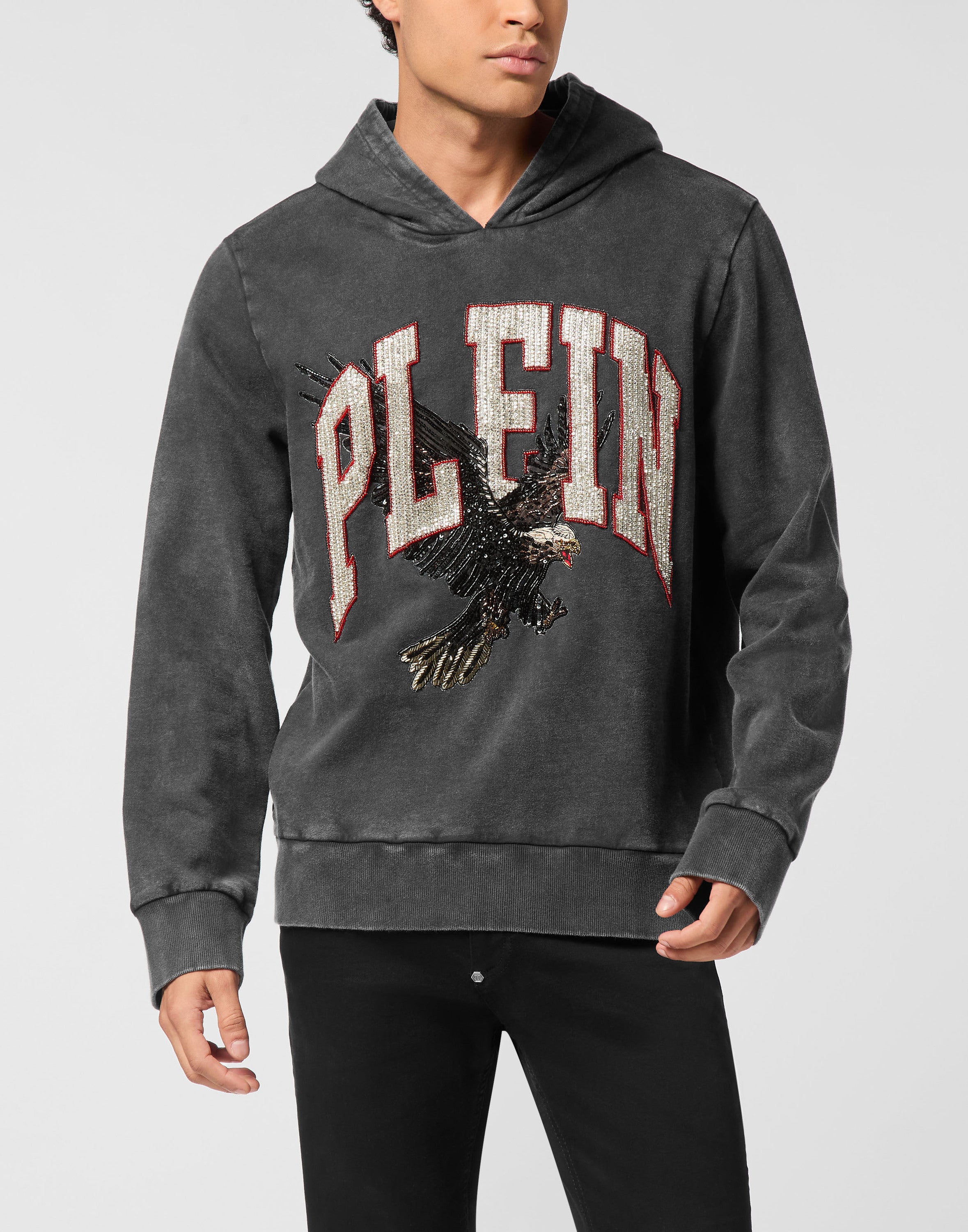 Washed Hoodie Sweatshirt Plein Eagle