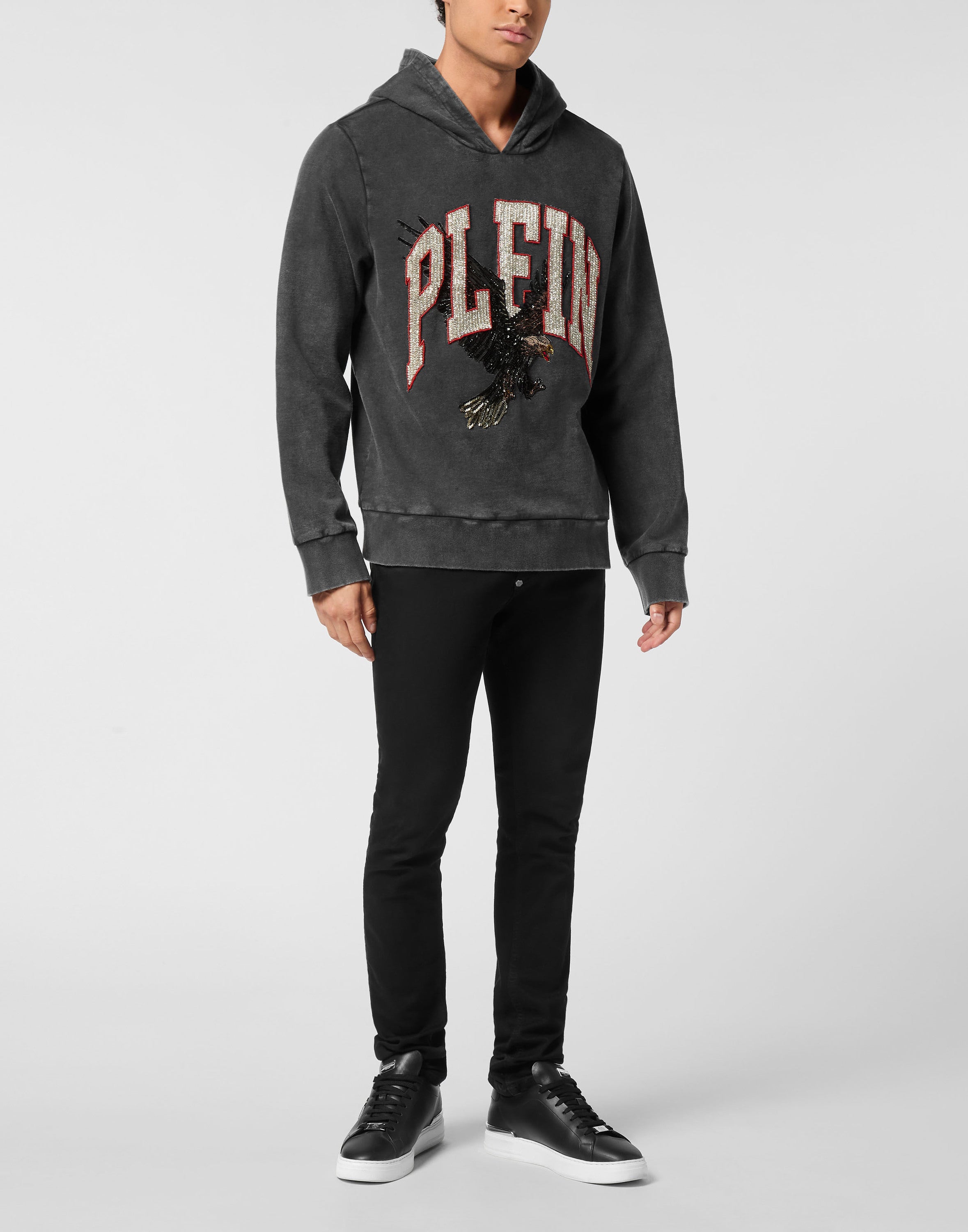 Washed Hoodie Sweatshirt Plein Eagle