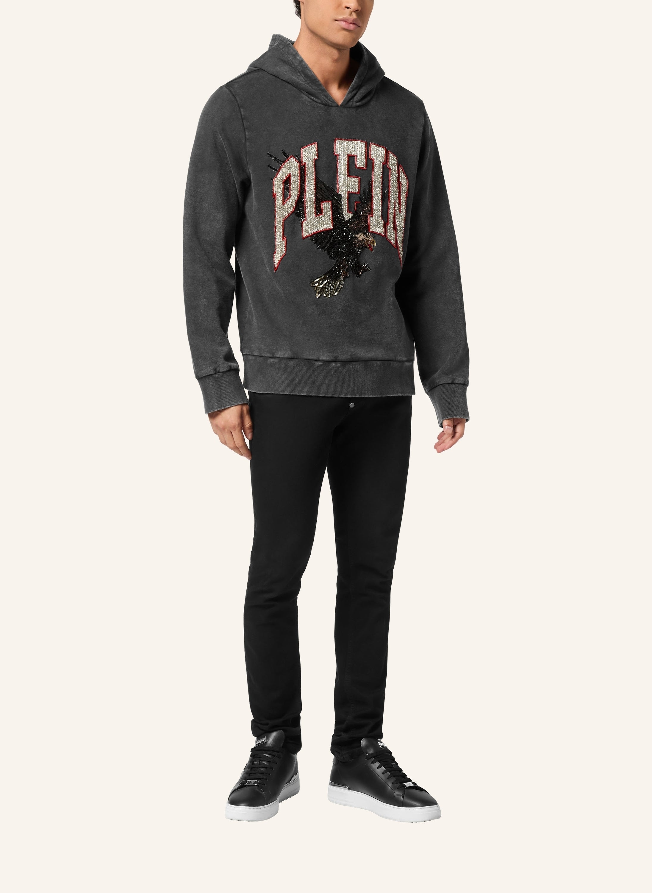 Washed Hoodie Sweatshirt Plein Eagle