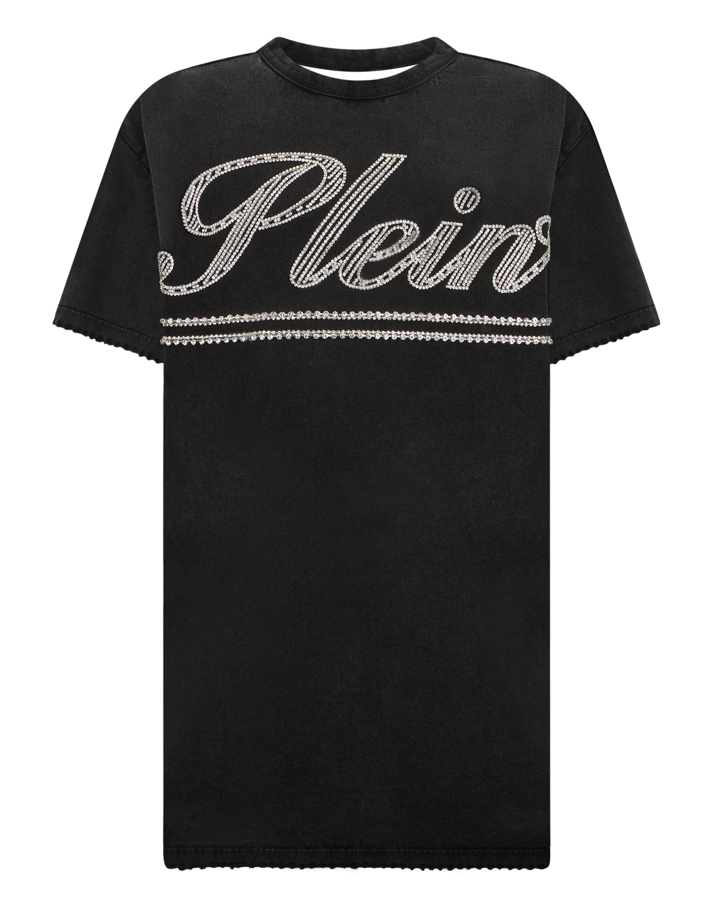 Open Back T-Shirt Dress Strass Signature