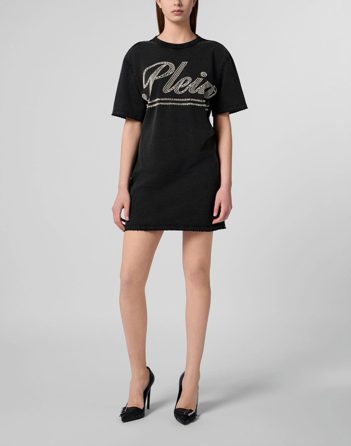 Open Back T-Shirt Dress Strass Signature