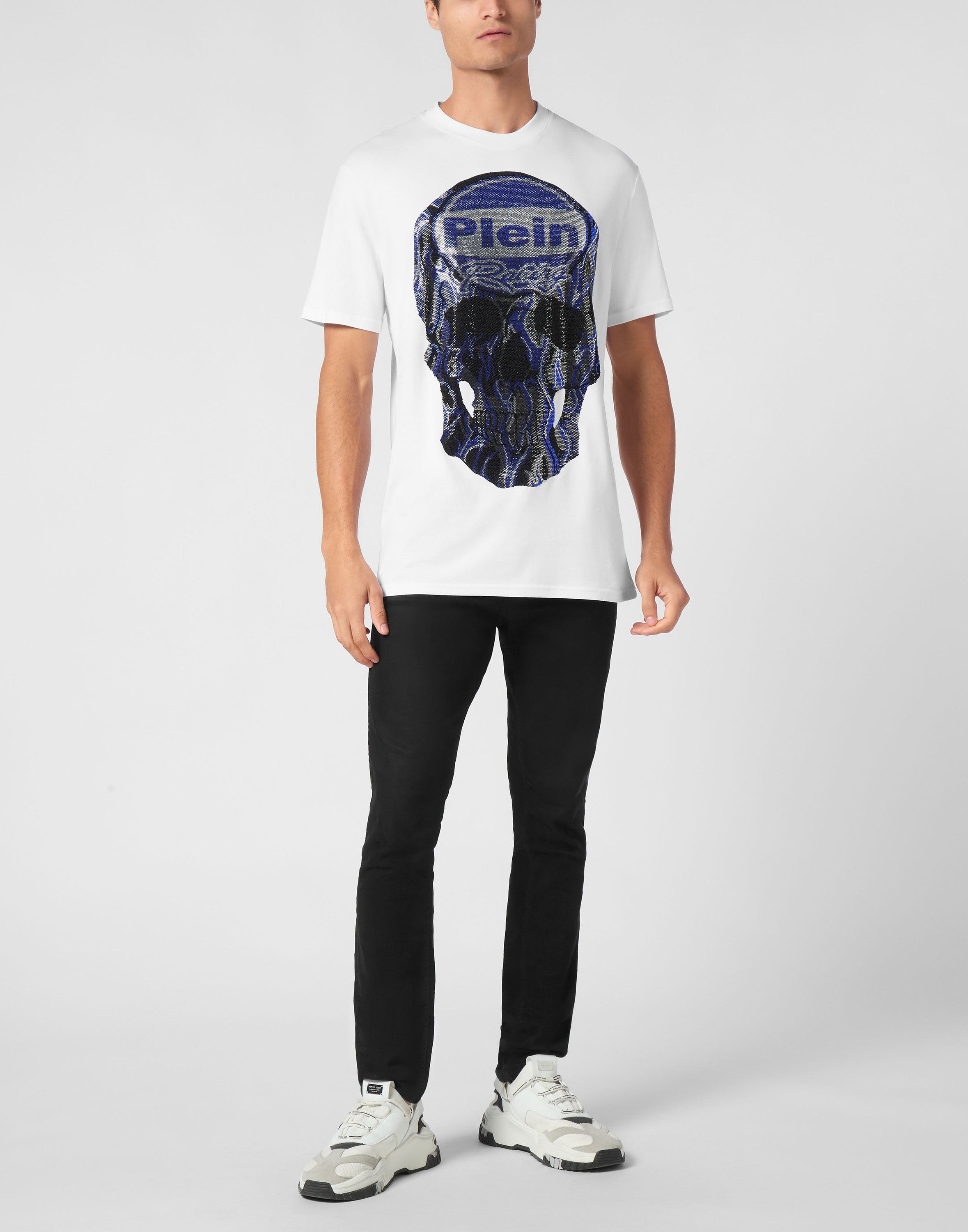 Jersey T-shirt Round Neck SS Strass Skull