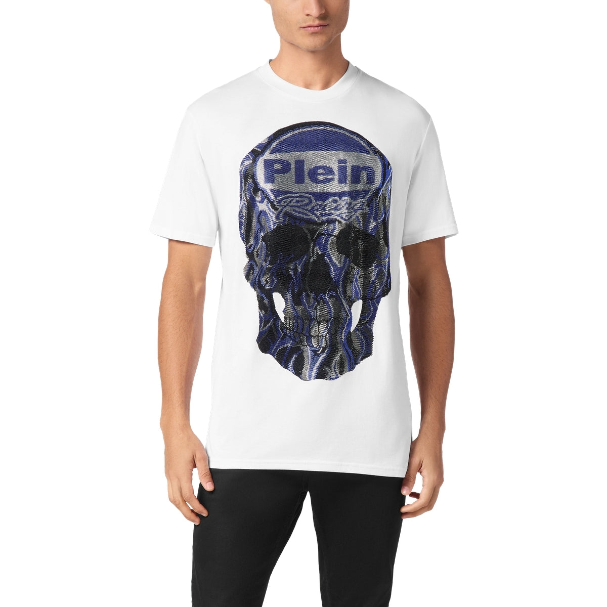 Jersey T-shirt Round Neck SS Strass Skull