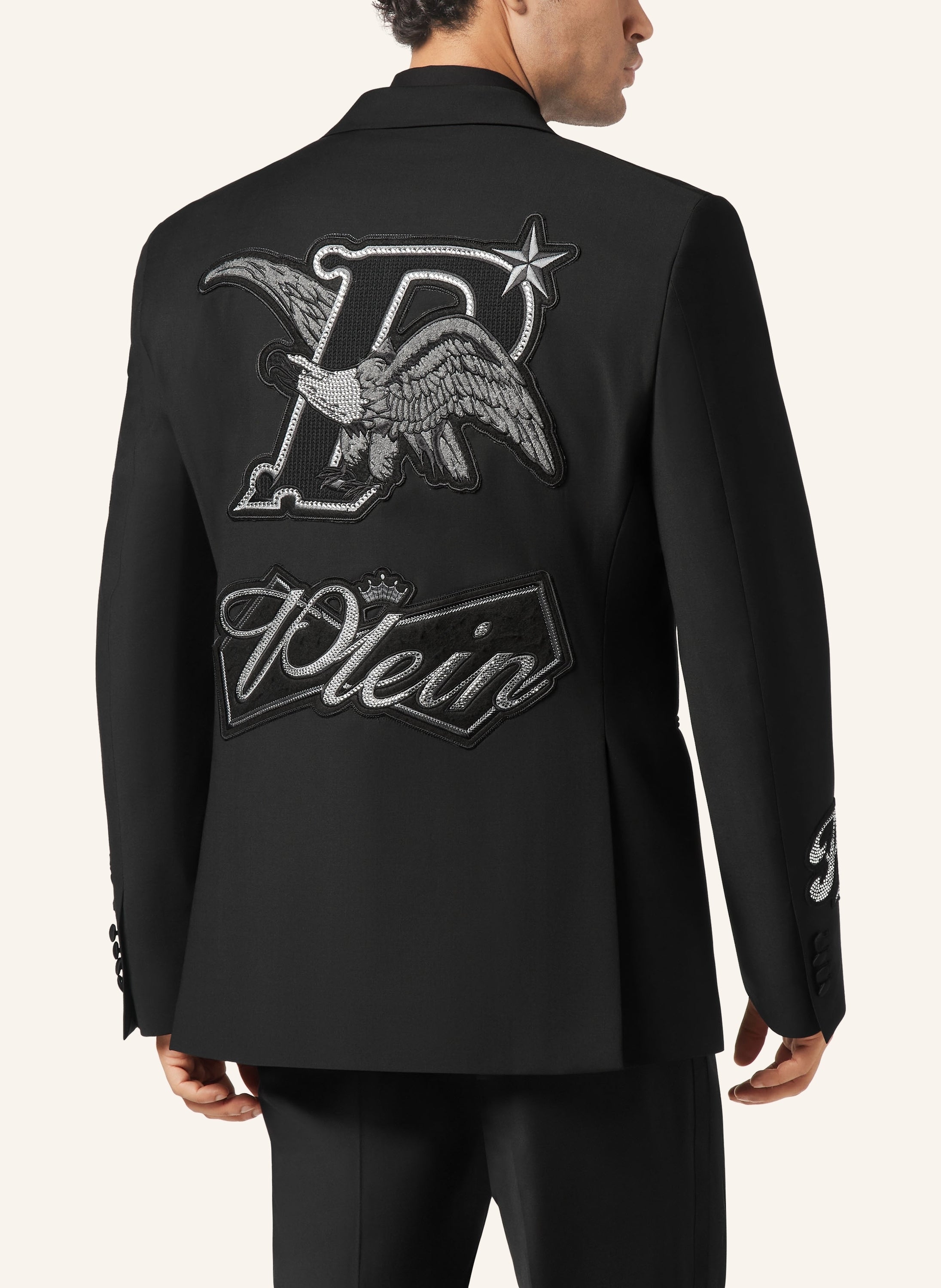 Straight Regular Fit Blazer Beers Patches