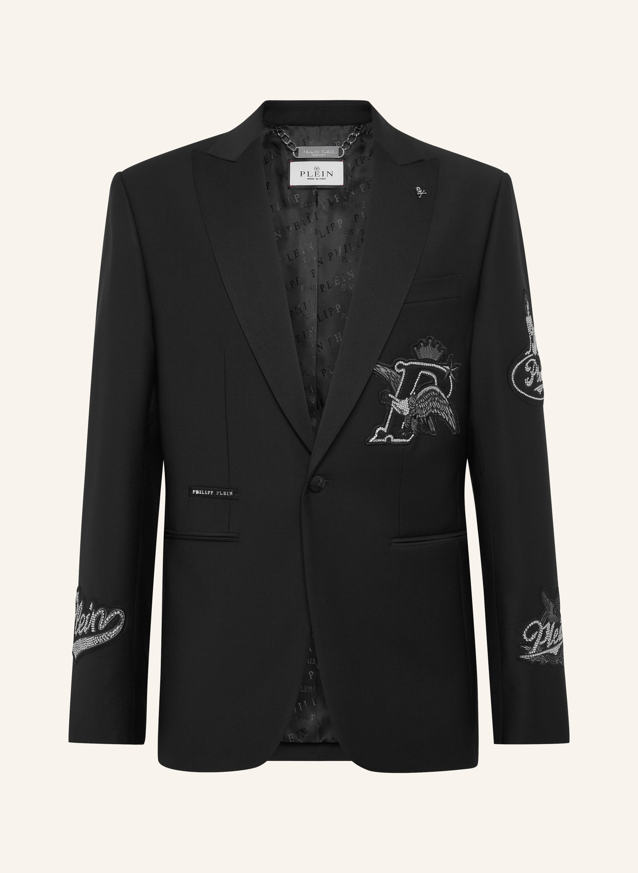 Straight Regular Fit Blazer Beers Patches