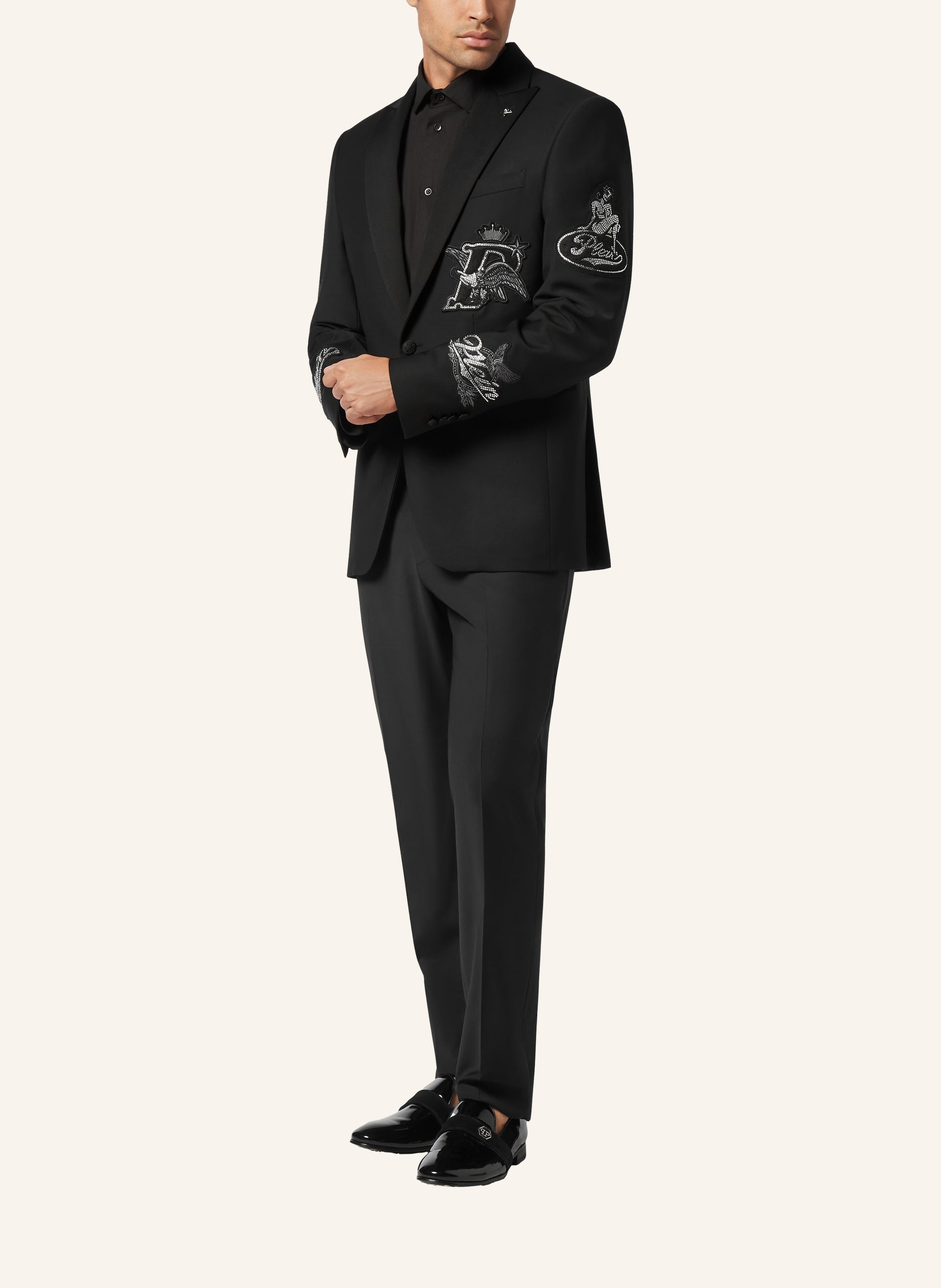 Straight Regular Fit Blazer Beers Patches