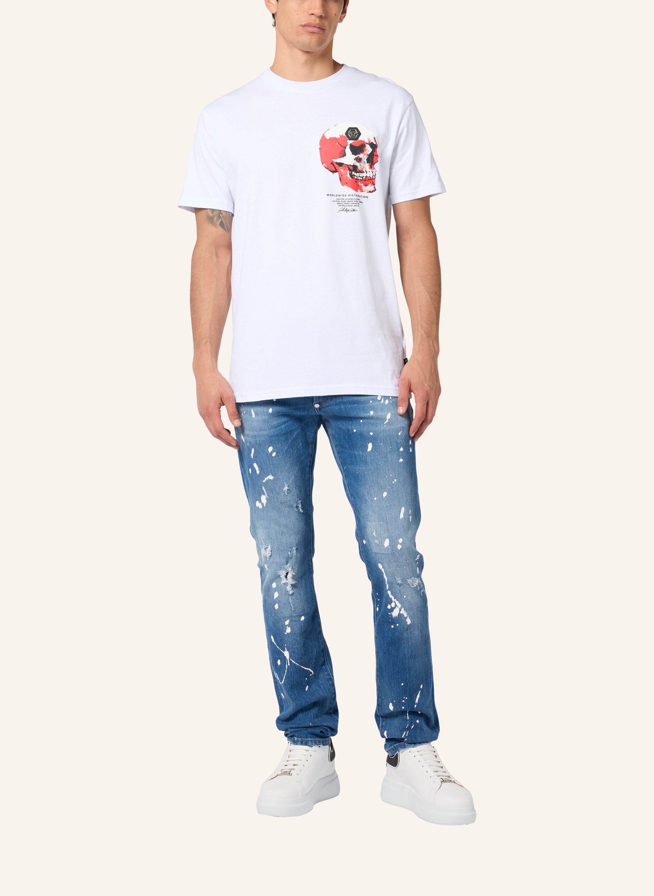 Roundneck T-Shirt Puffy Red Skull Skull