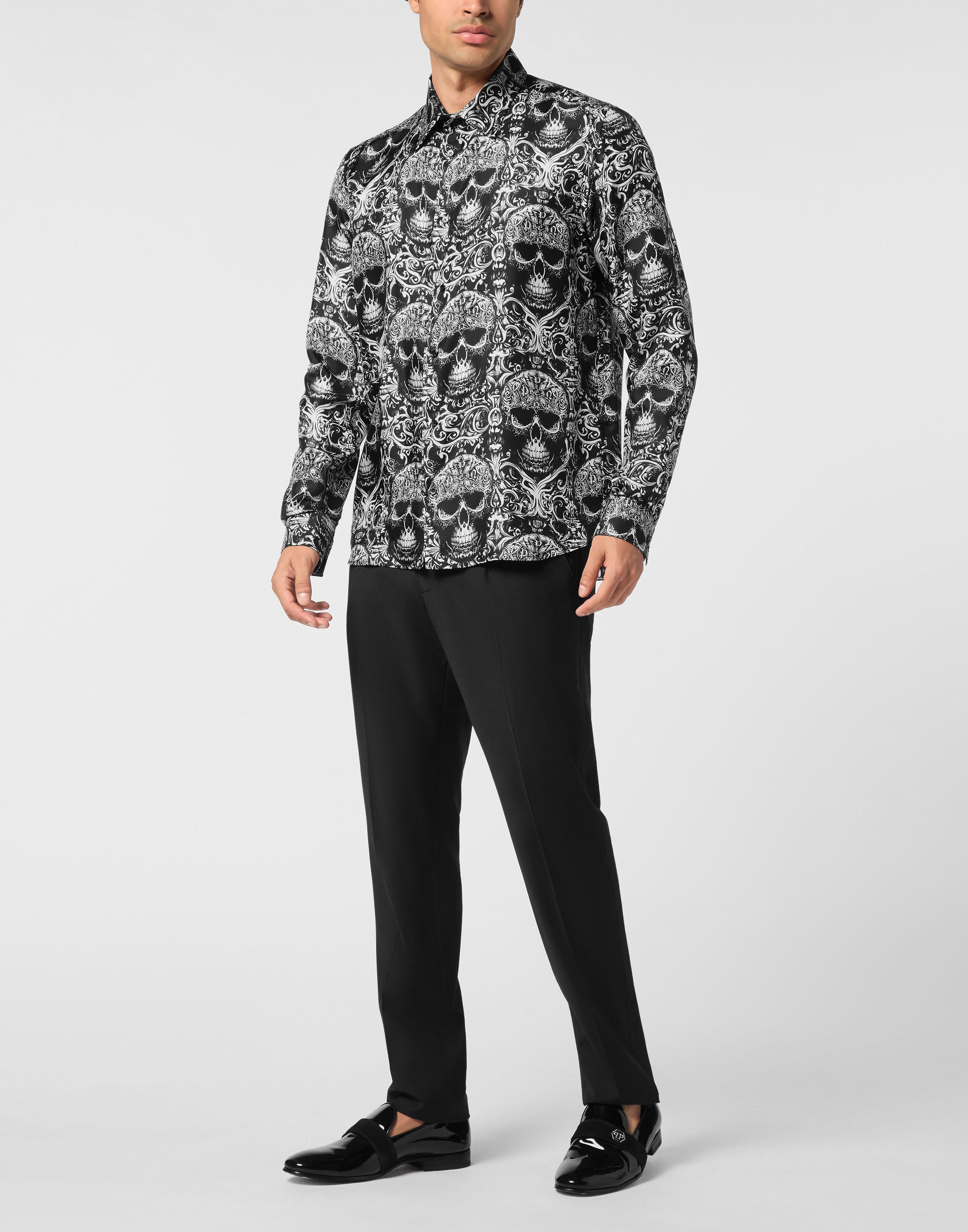 Printed Silk Shirt All Over Skull