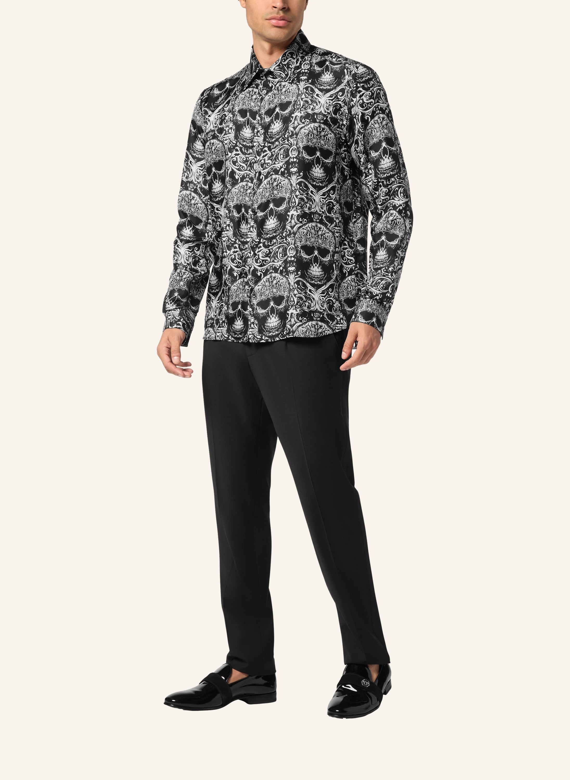 Printed Silk Shirt All Over Skull