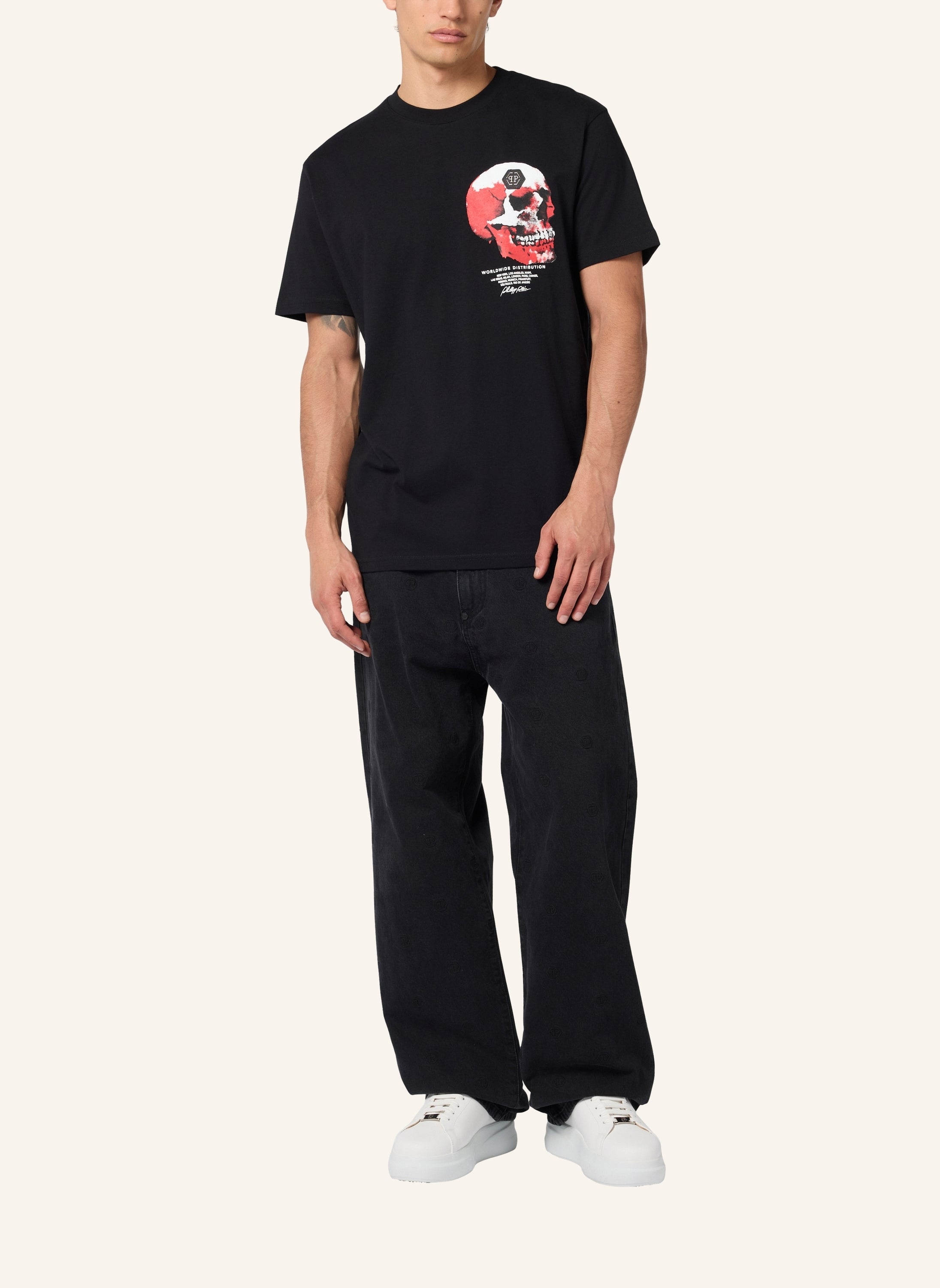 Roundneck T-Shirt Puffy Red Skull Skull