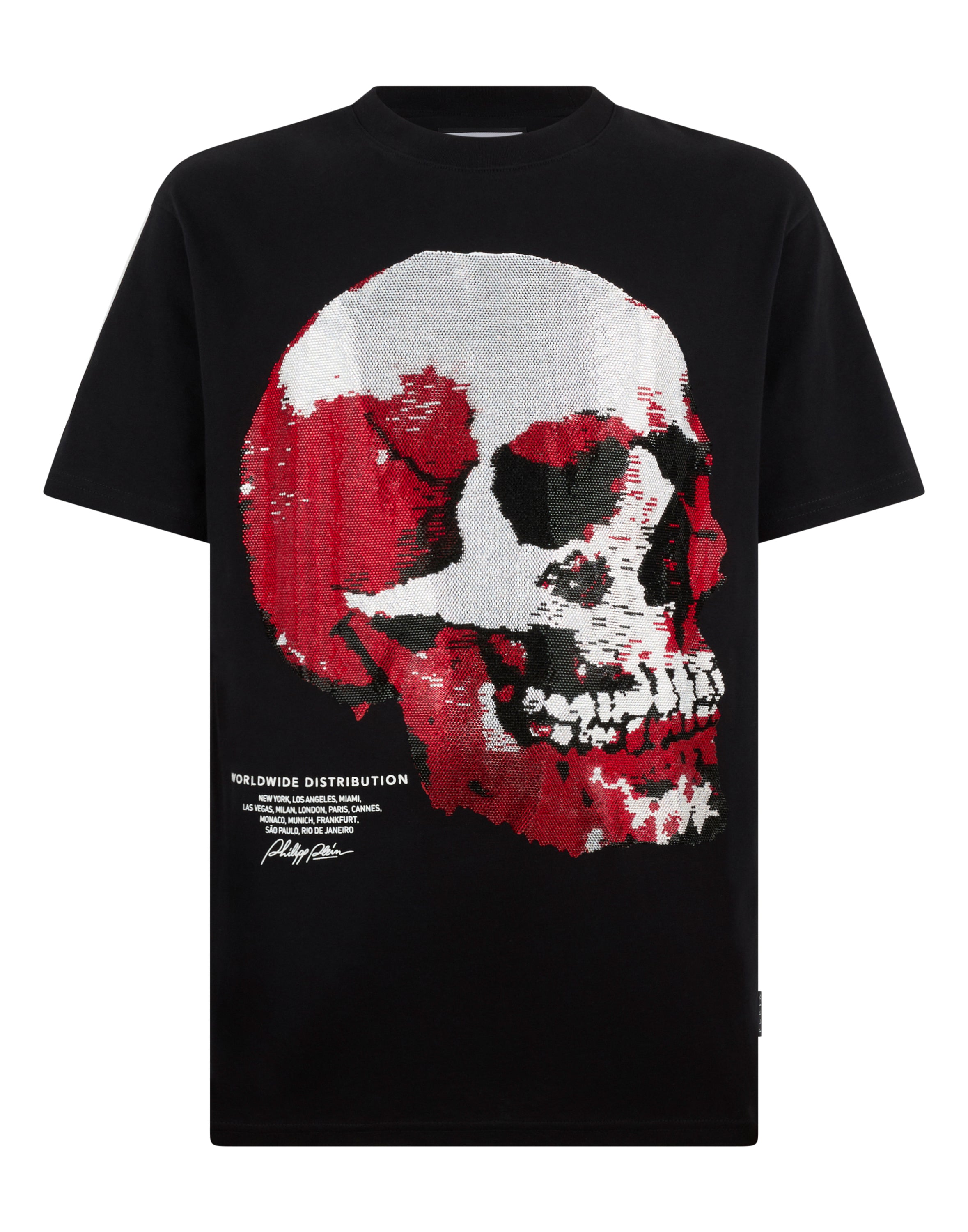 Round Neck T-Shirt Red Skull Skull