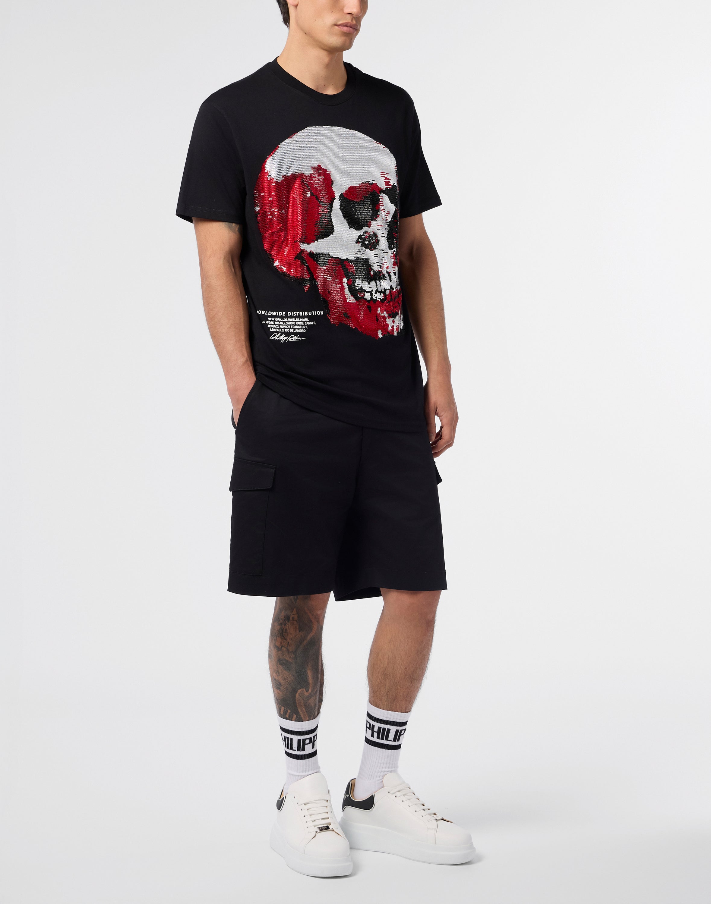 Round Neck T-Shirt Red Skull Skull