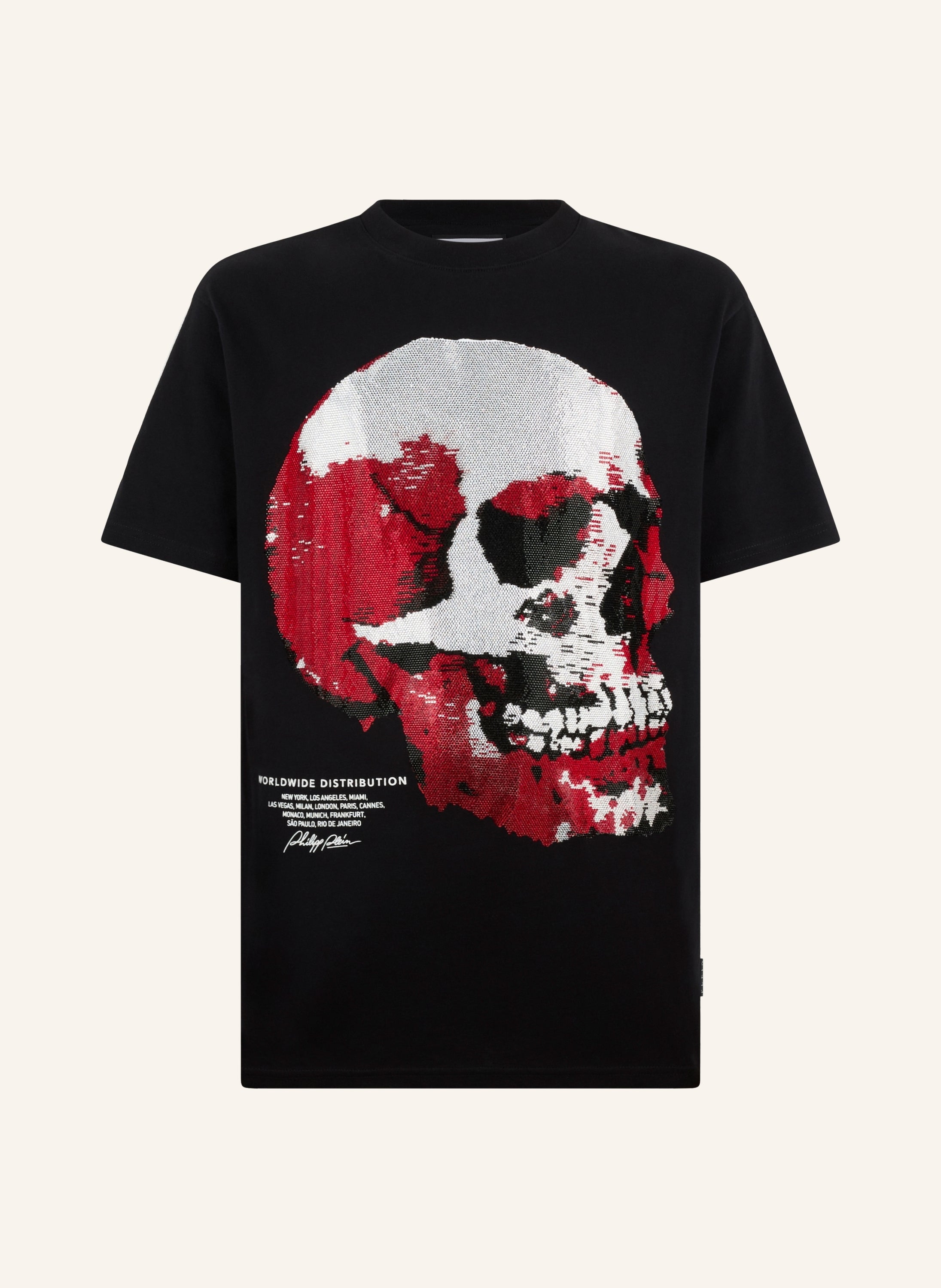 Round Neck T-Shirt Red Skull Skull