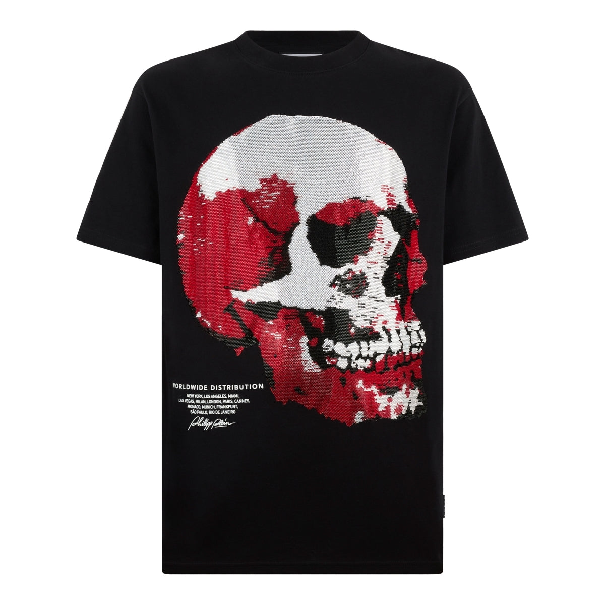 Round Neck T-Shirt Red Skull Skull