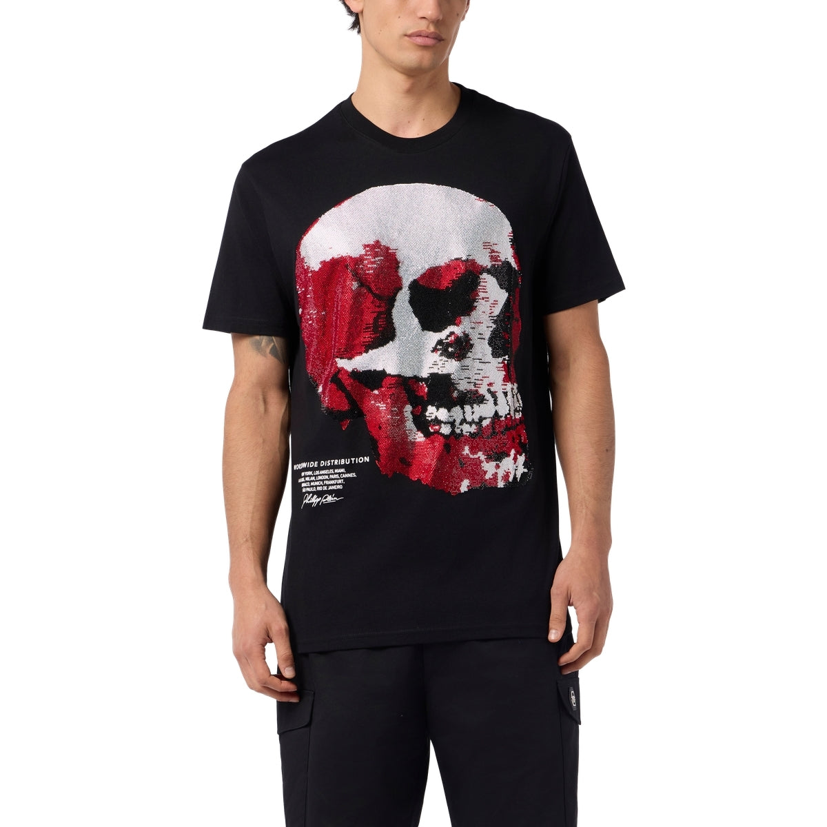 Round Neck T-Shirt Red Skull Skull