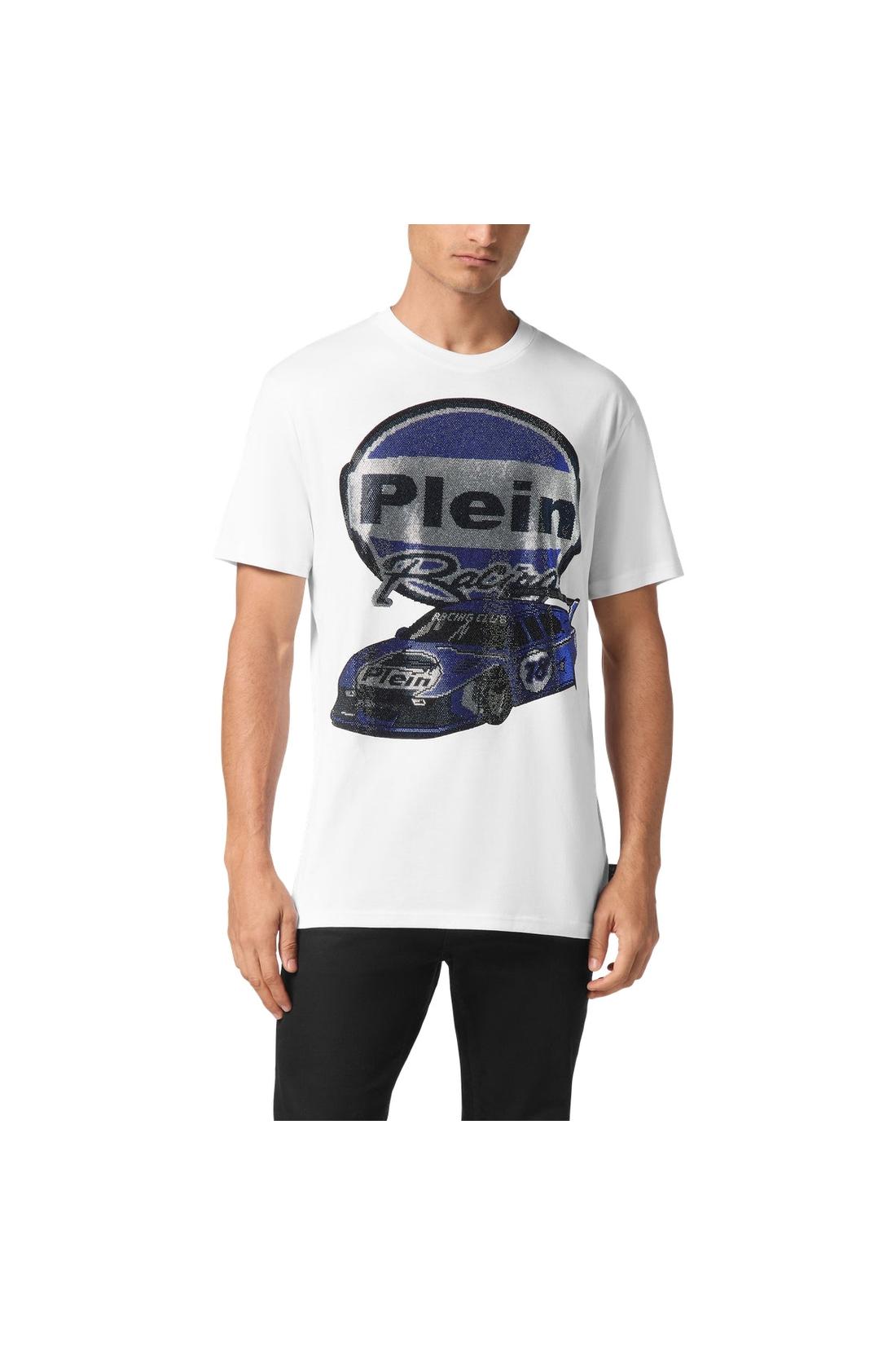 Philipp Plein Jersey T-shirt Round Neck SS Strass Cars Racing, Shirts