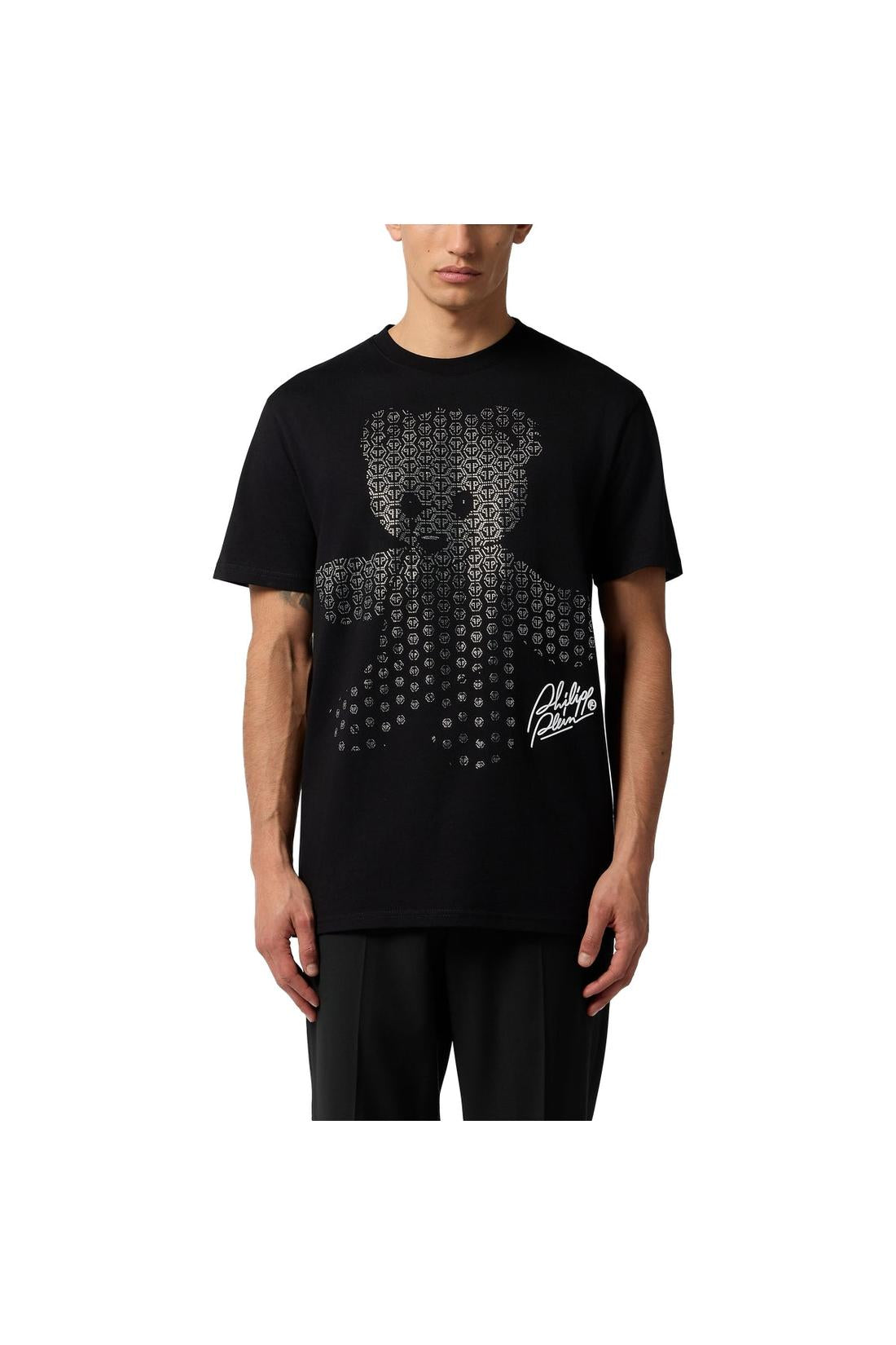 Philipp Plein Round Neck T-Shirt Teddy Strass Teddy Bear, Shirts