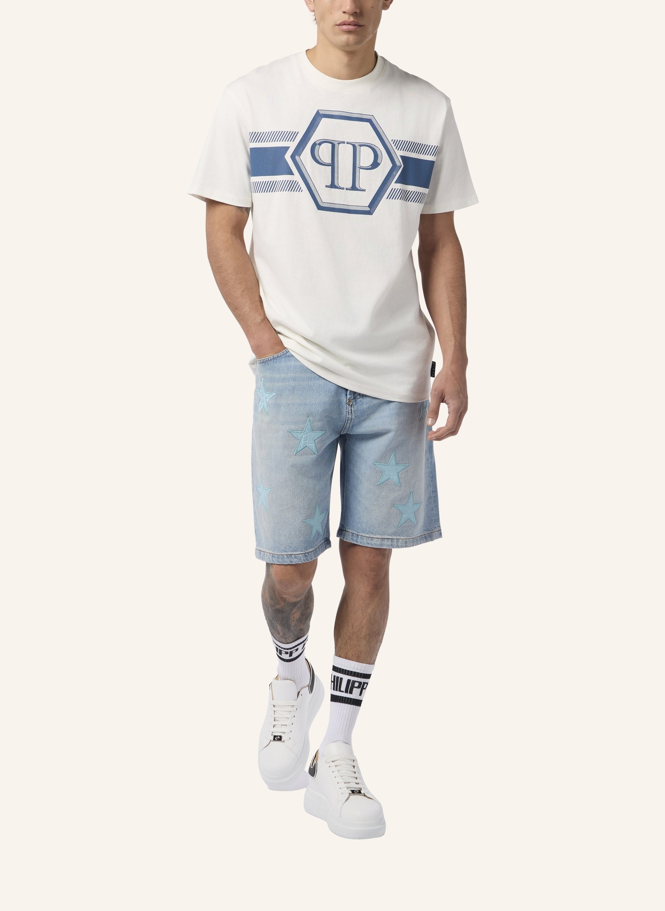 Round Neck T-Shirt Hexagon Line