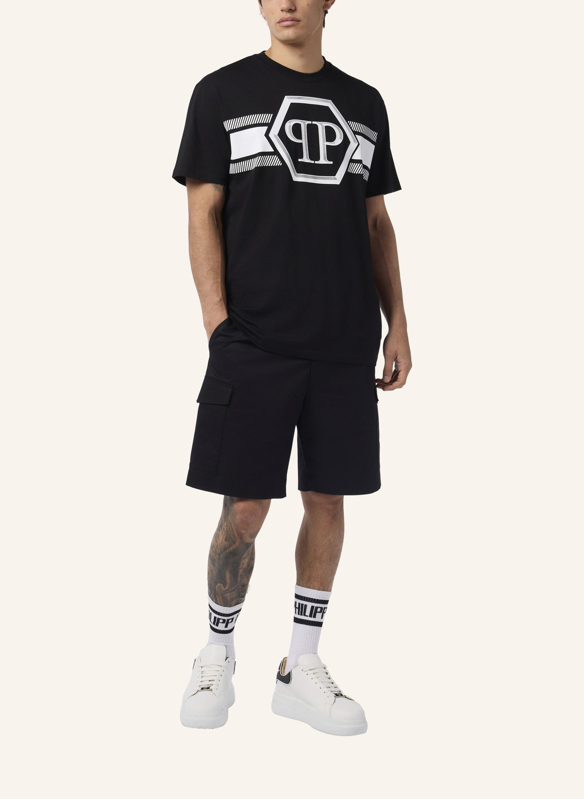 Round Neck T-Shirt Hexagon Line