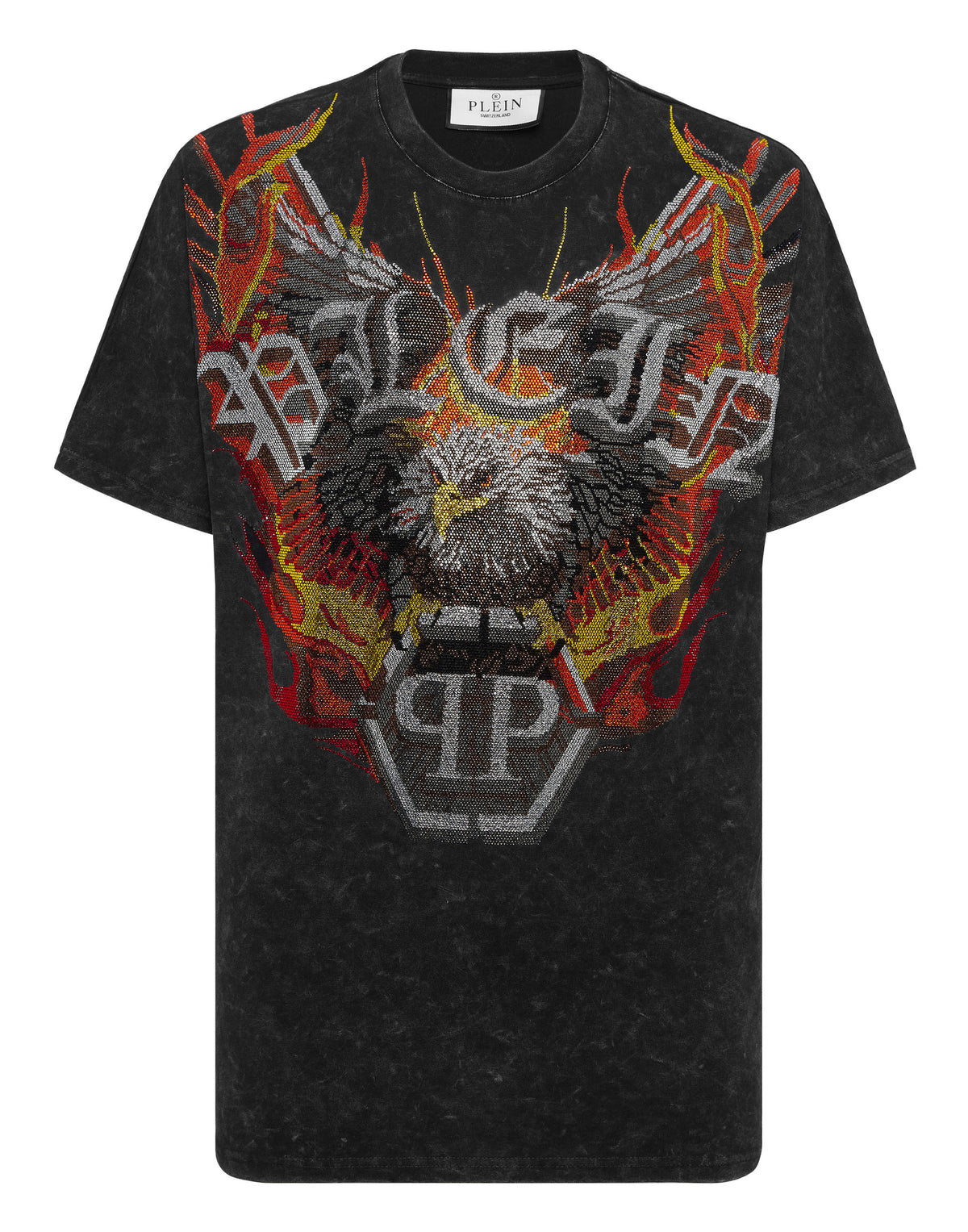 Washed Kimono Cut T-Shirt Eagle Crystal