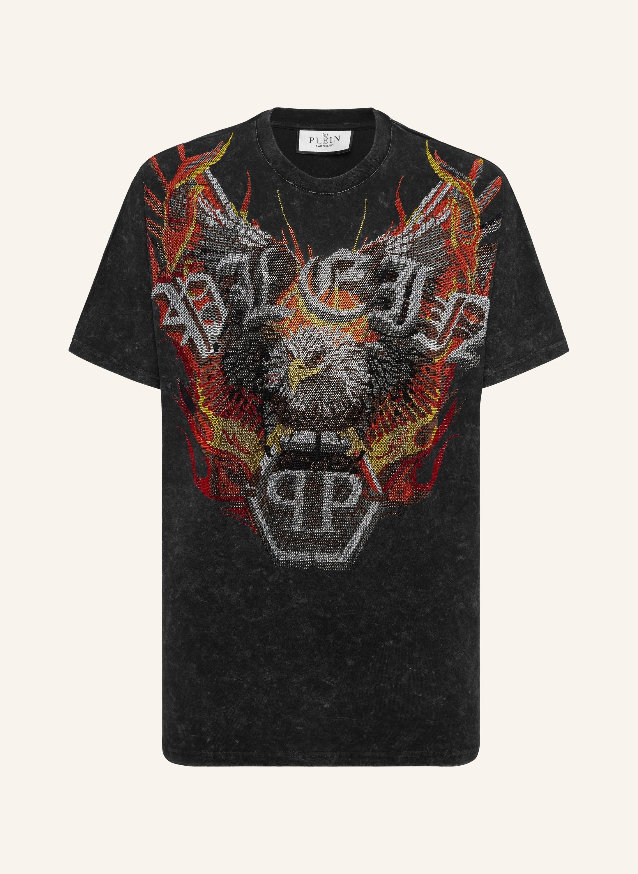 Washed Kimono Cut T-Shirt Eagle Crystal