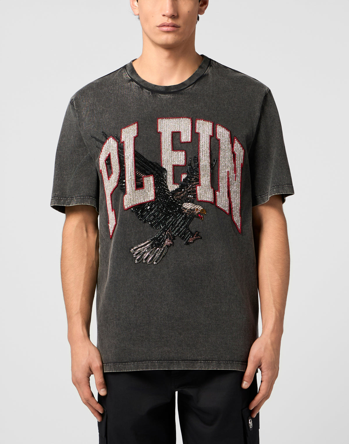 Philipp Plein Washed Round Neck T-Shirt Plein Eagle, Shirts