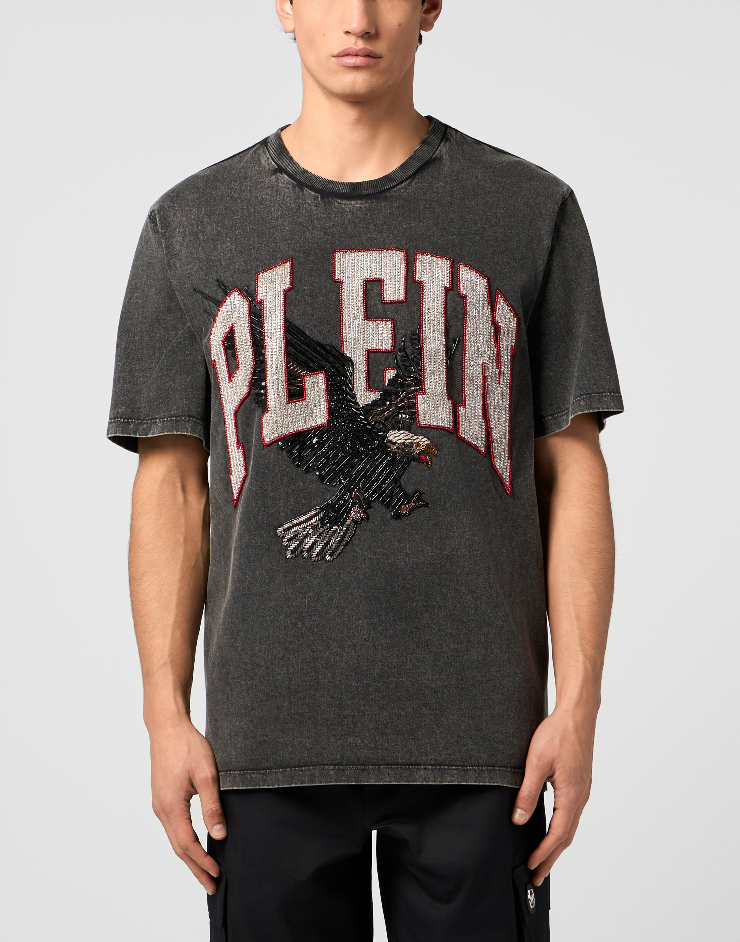 Washed Round Neck T-Shirt Plein Eagle