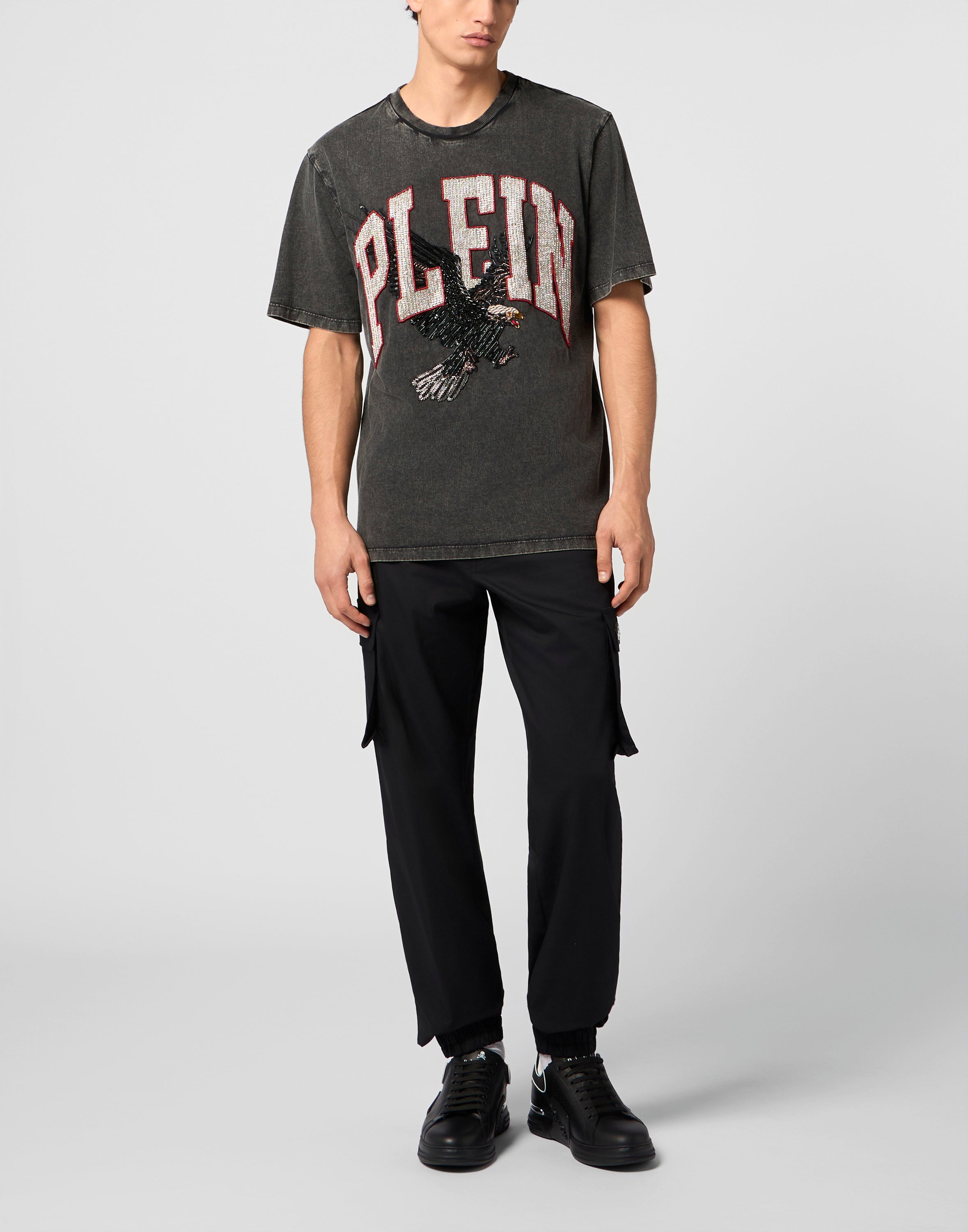Washed Round Neck T-Shirt Plein Eagle