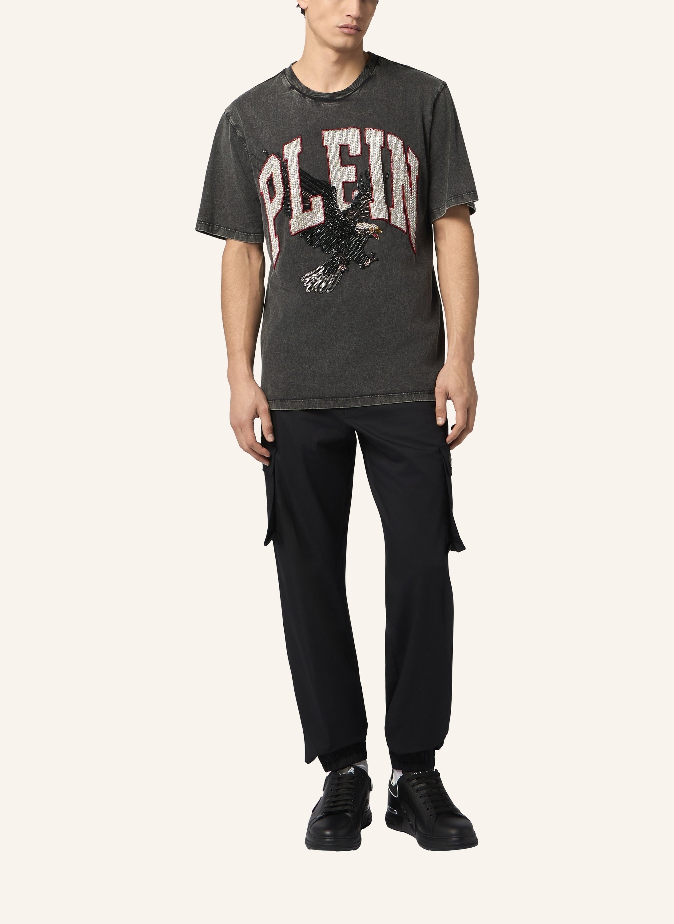 Washed Round Neck T-Shirt Plein Eagle