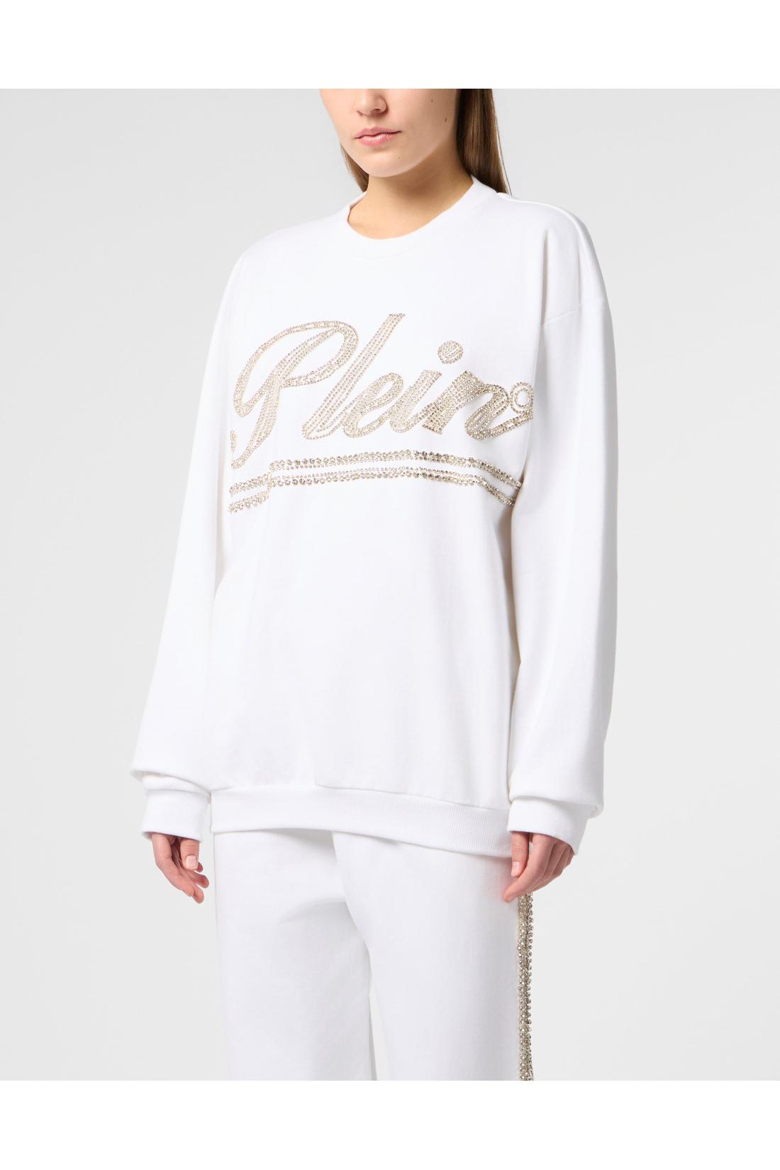 Philipp Plein Washed Open Back Sweatshirt Strass Signature, Shirts