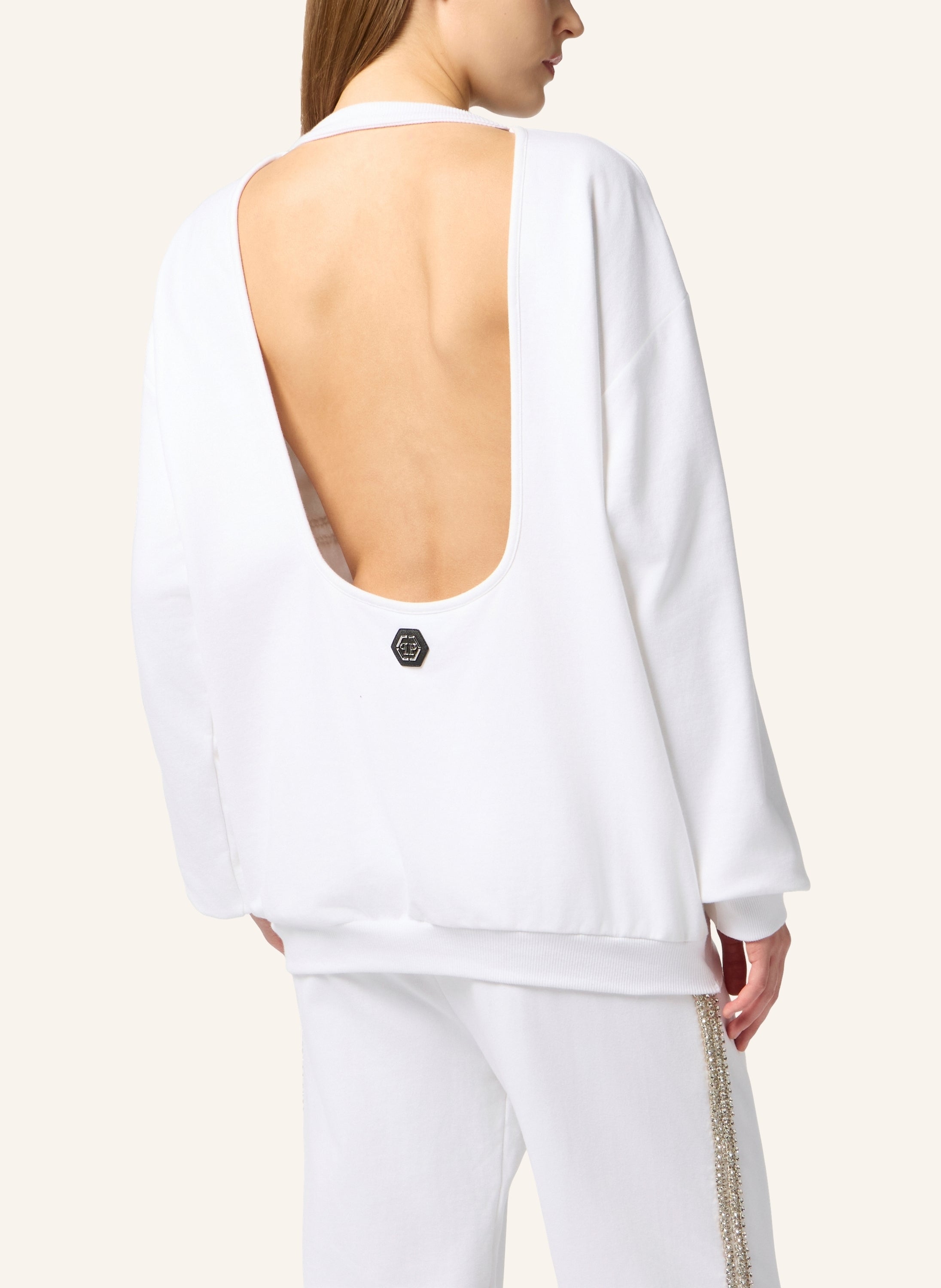 Washed Open Back Sweatshirt Strass Signature