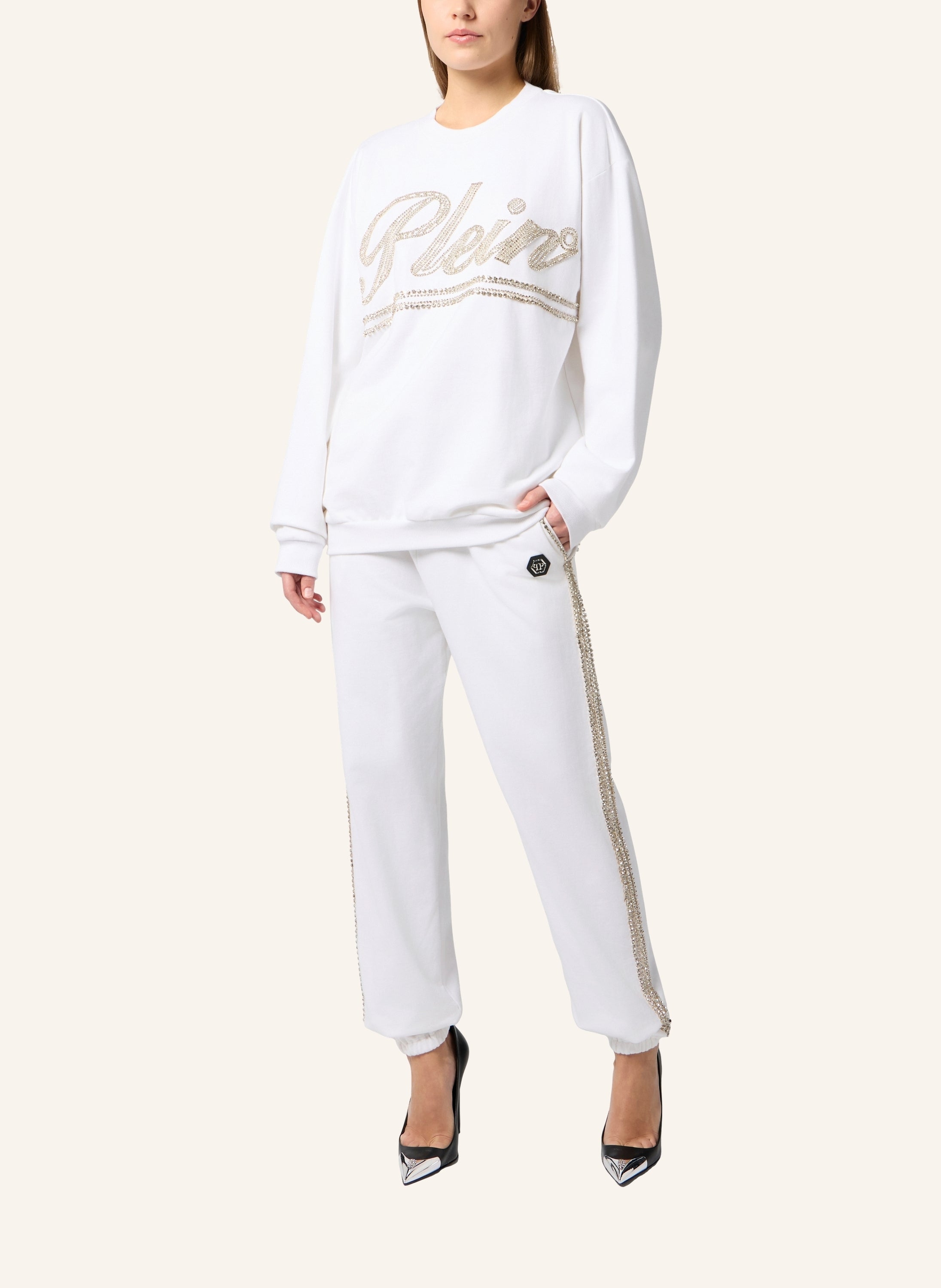 Washed Open Back Sweatshirt Strass Signature