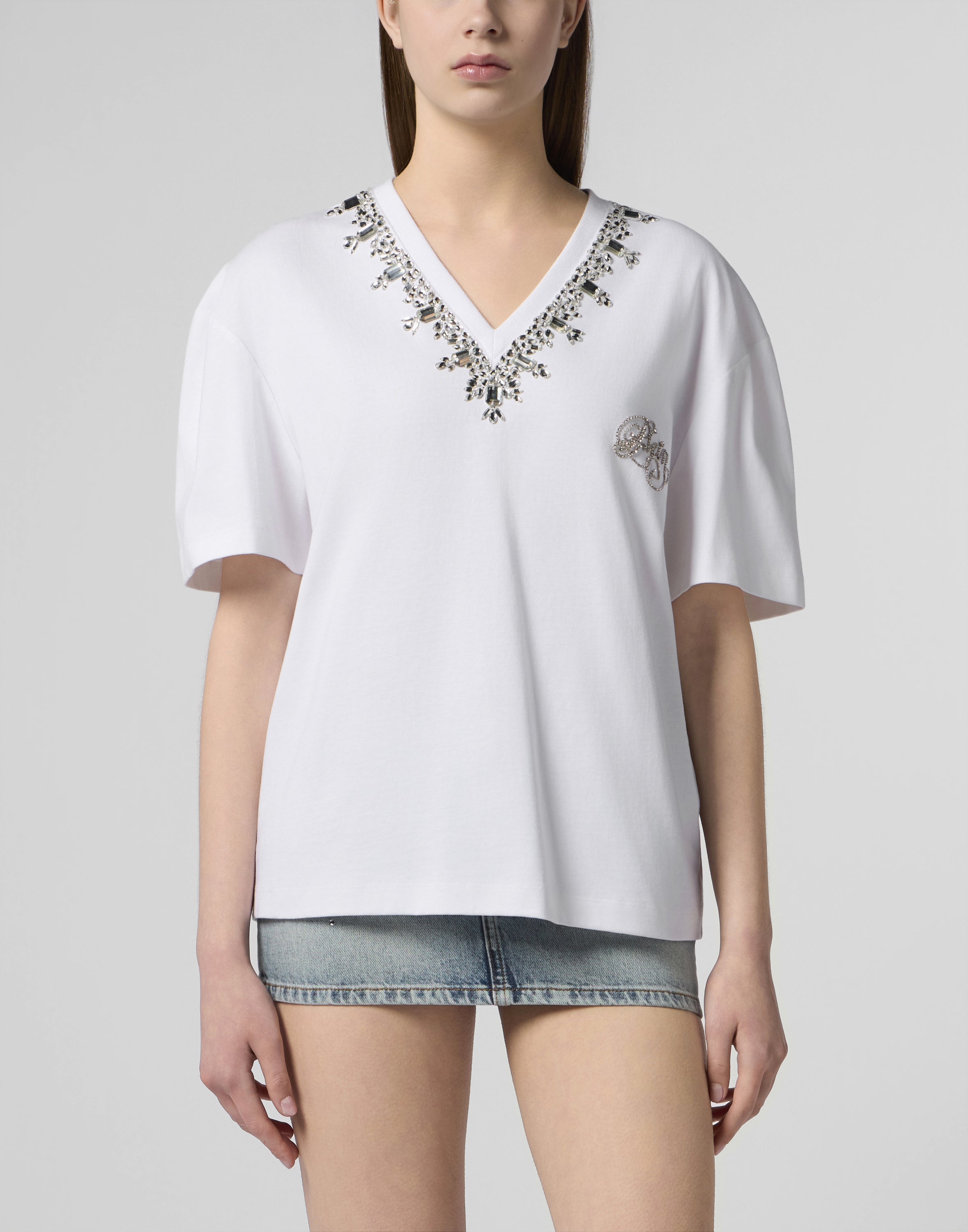 Man Fit V-Neck T-Shirt Crystals