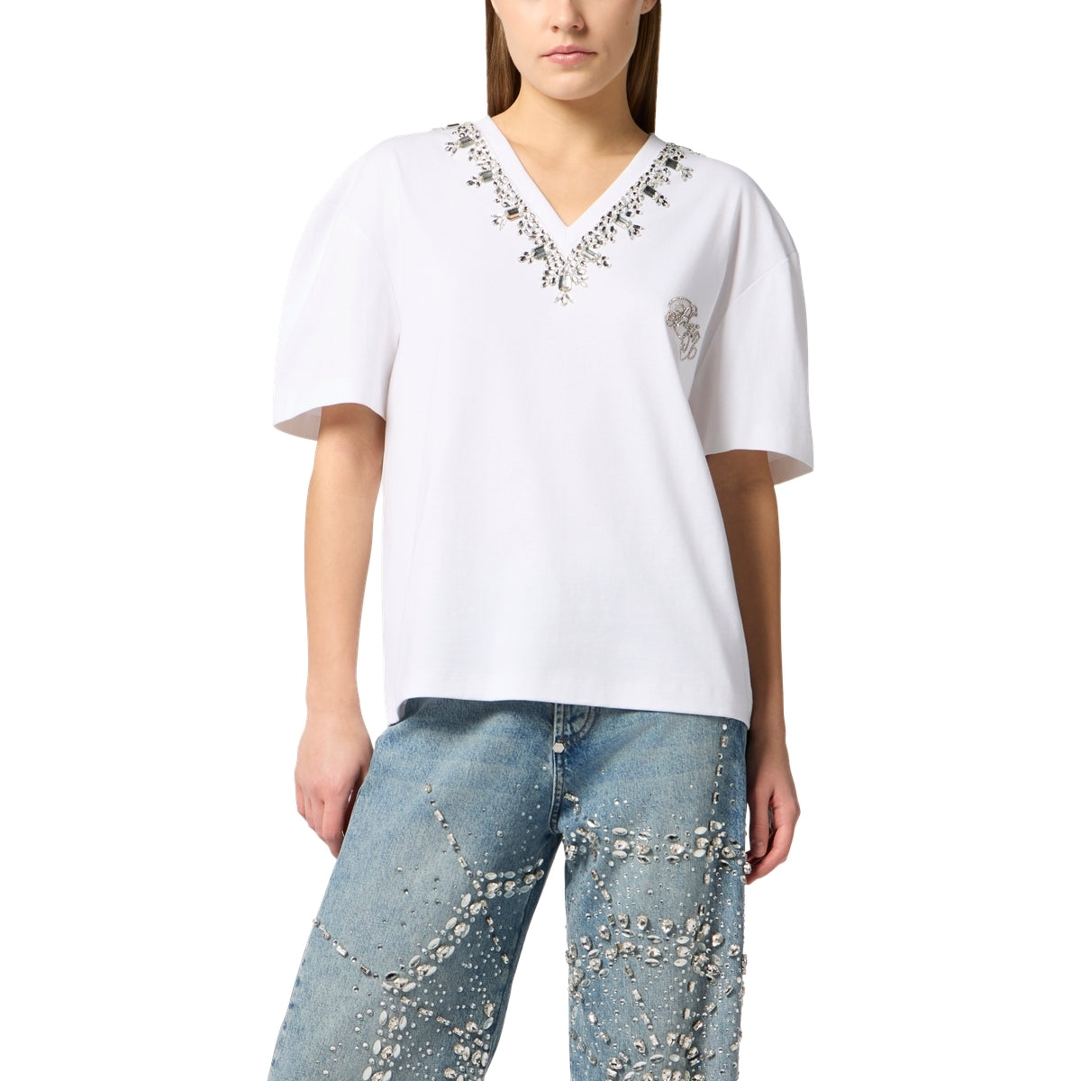 Man Fit V-Neck T-Shirt Crystals