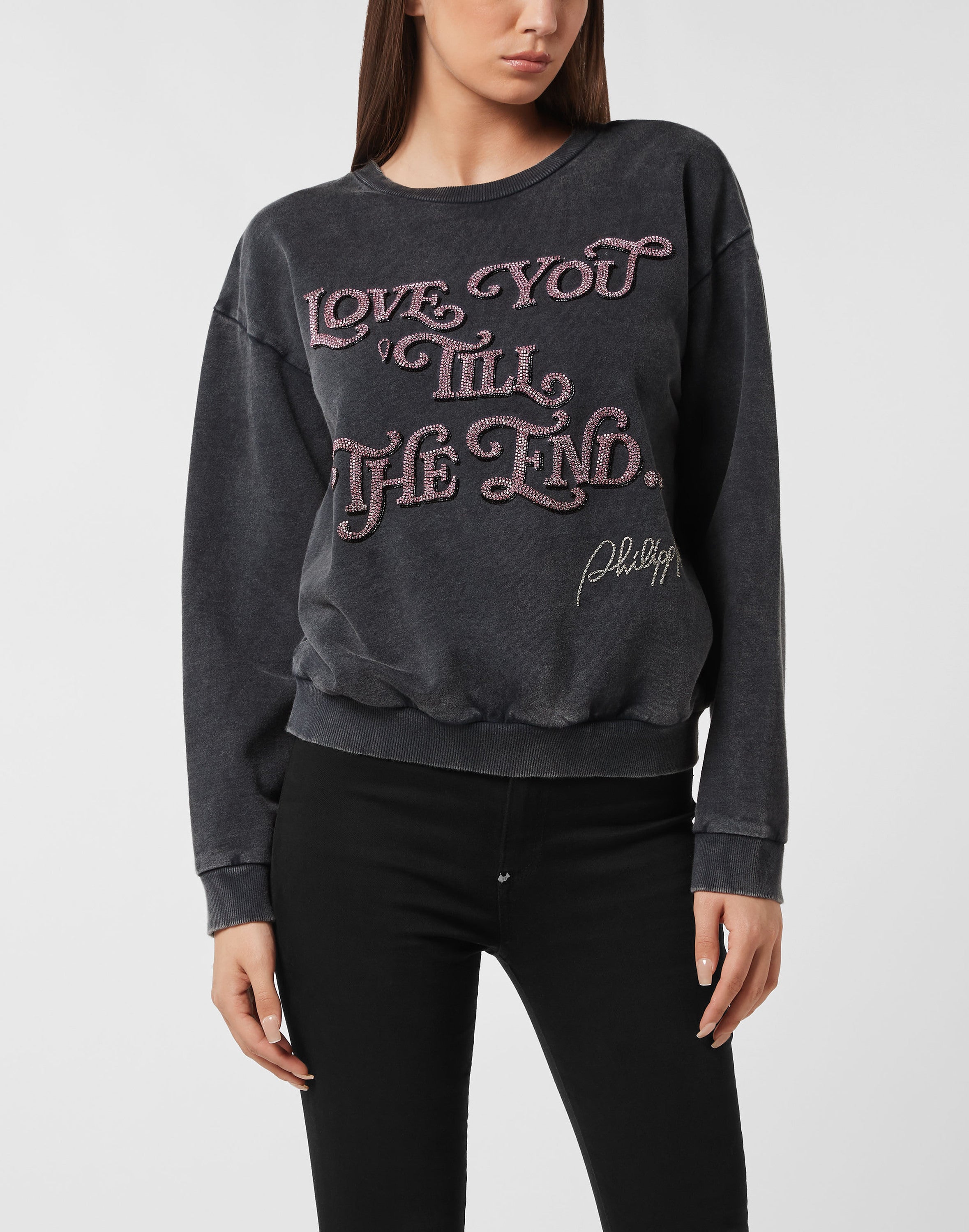 Open Back Roundneck Sweatshirt Love Plein