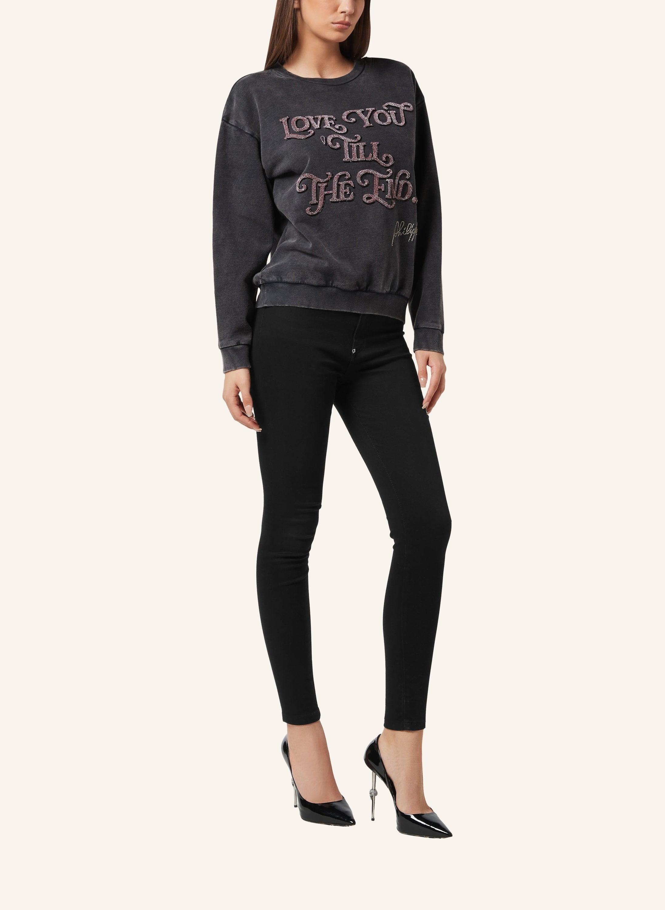Open Back Roundneck Sweatshirt Love Plein