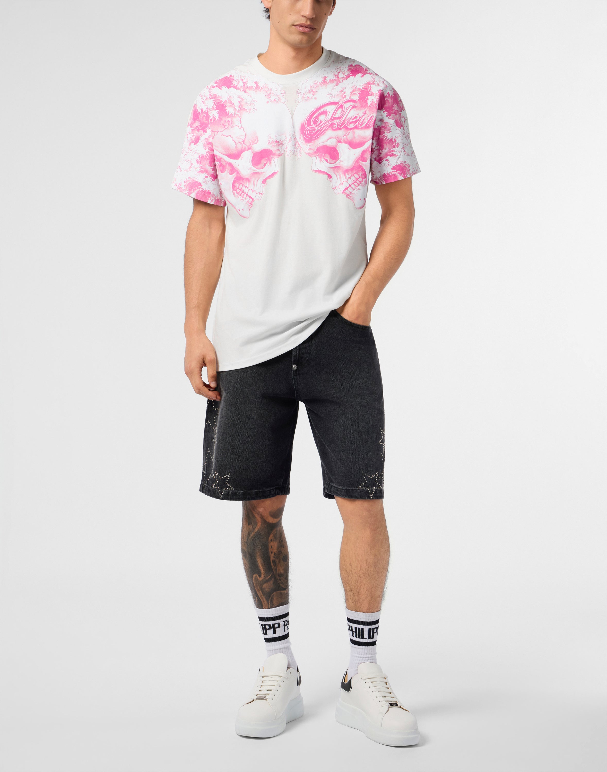 Round Neck T-Shirt Ceramic Skulls